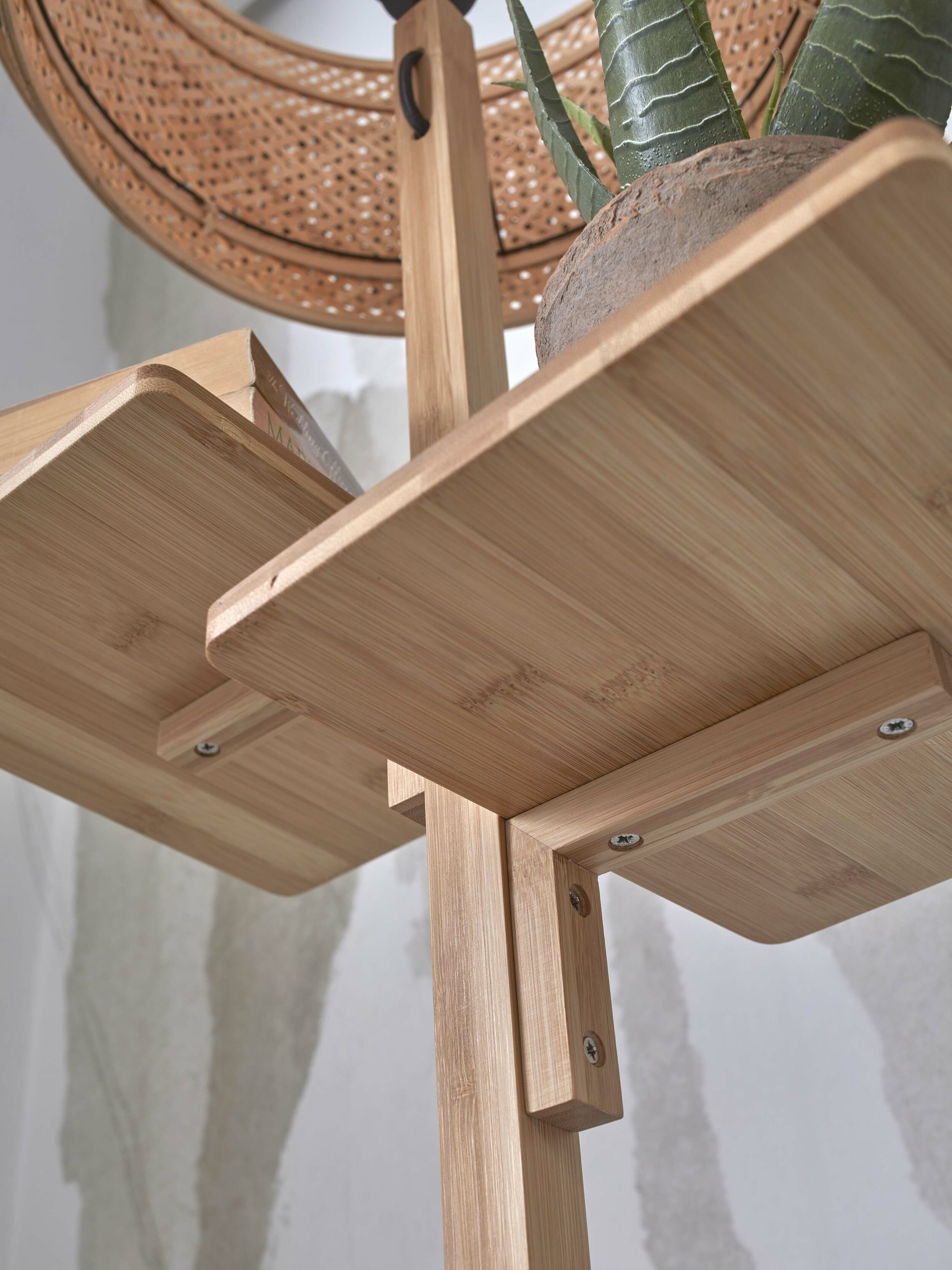 GOOD&MOJO Vloerlamp 'Java' Met 2 plankjes, Bamboe, 158cm, kleur Naturel/Zwart