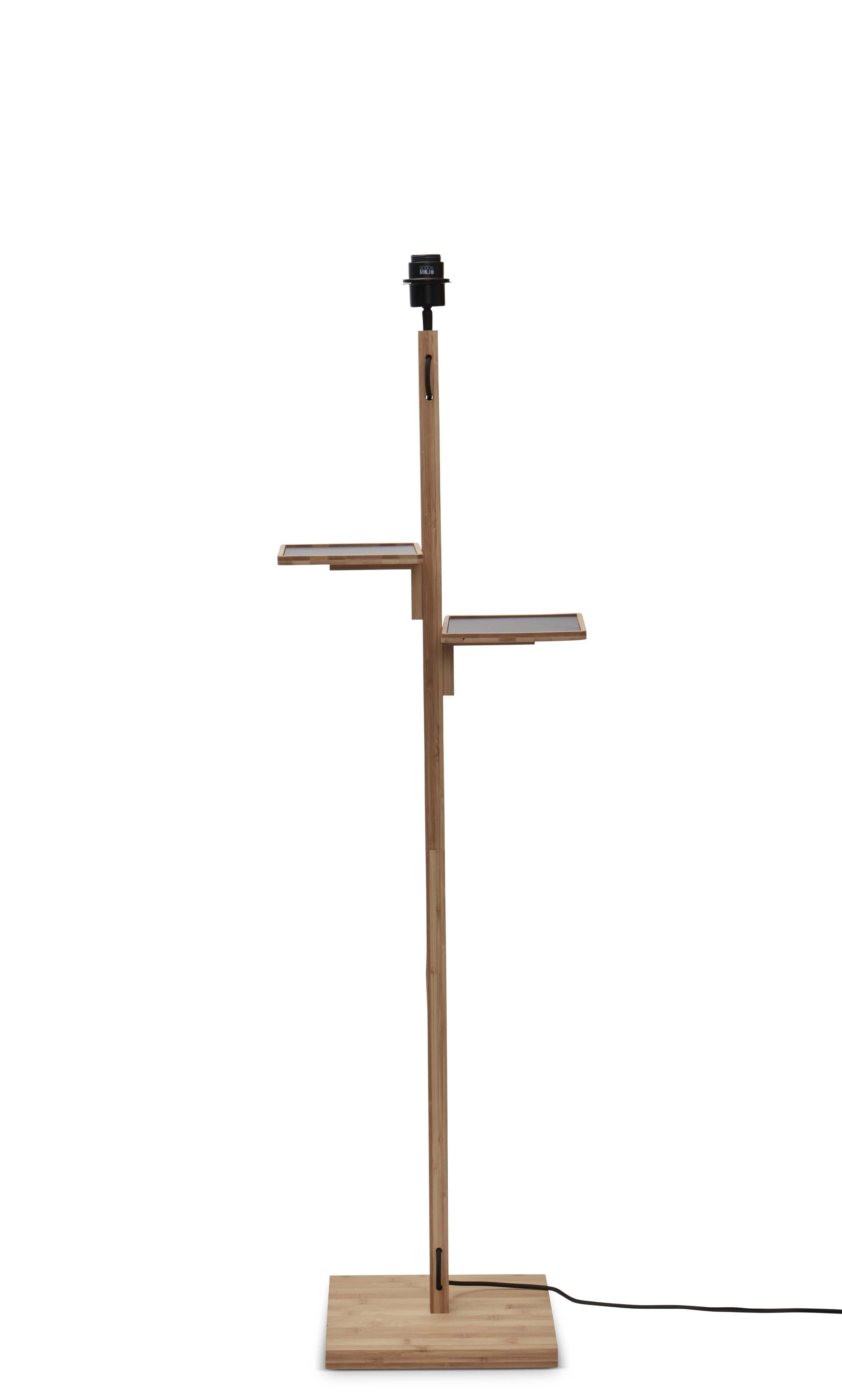 GOOD&MOJO Vloerlamp 'Java' Met 2 plankjes, Bamboe, 158cm, kleur Naturel/Zwart
