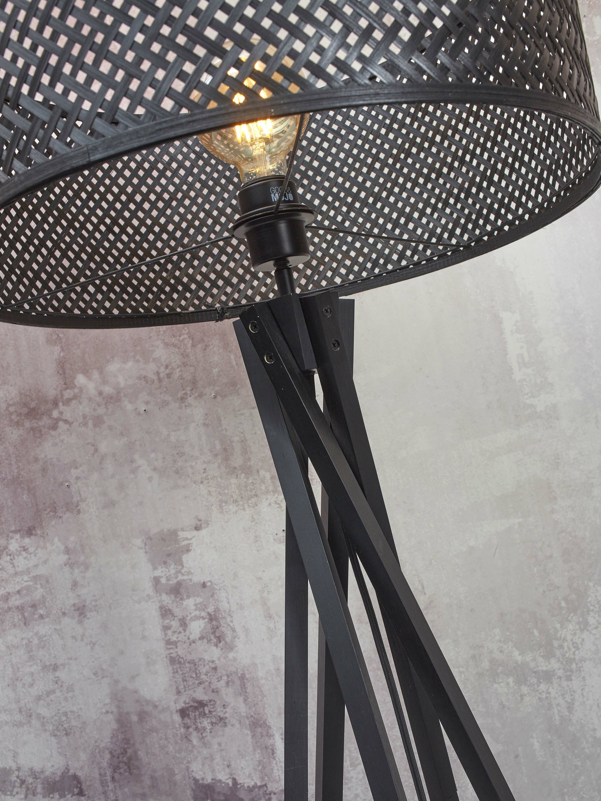 GOOD&MOJO Vloerlamp 'Java' 5-poot, Bamboe, kleur Zwart