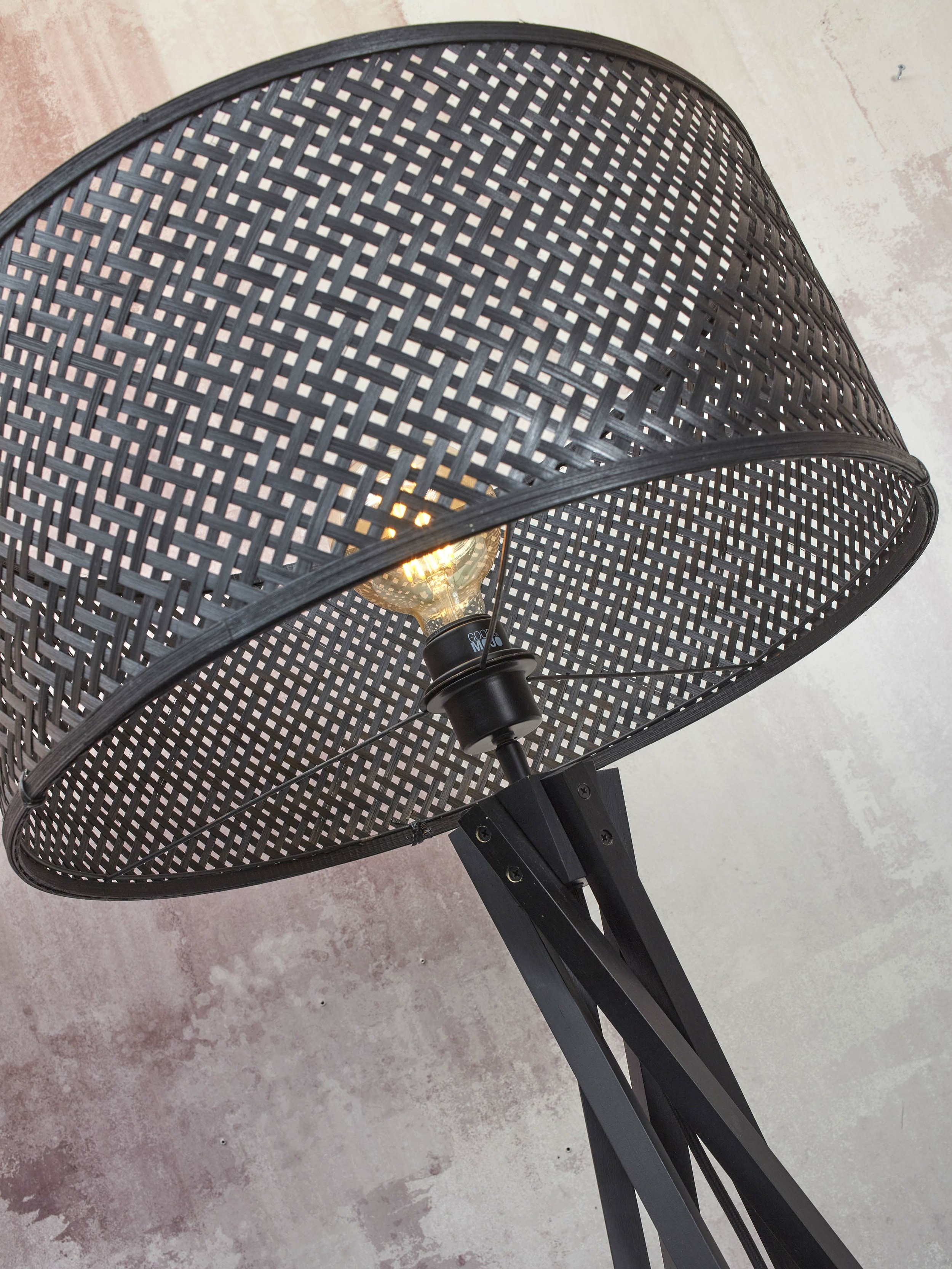 GOOD&MOJO Vloerlamp 'Java' 5-poot, Bamboe, kleur Zwart