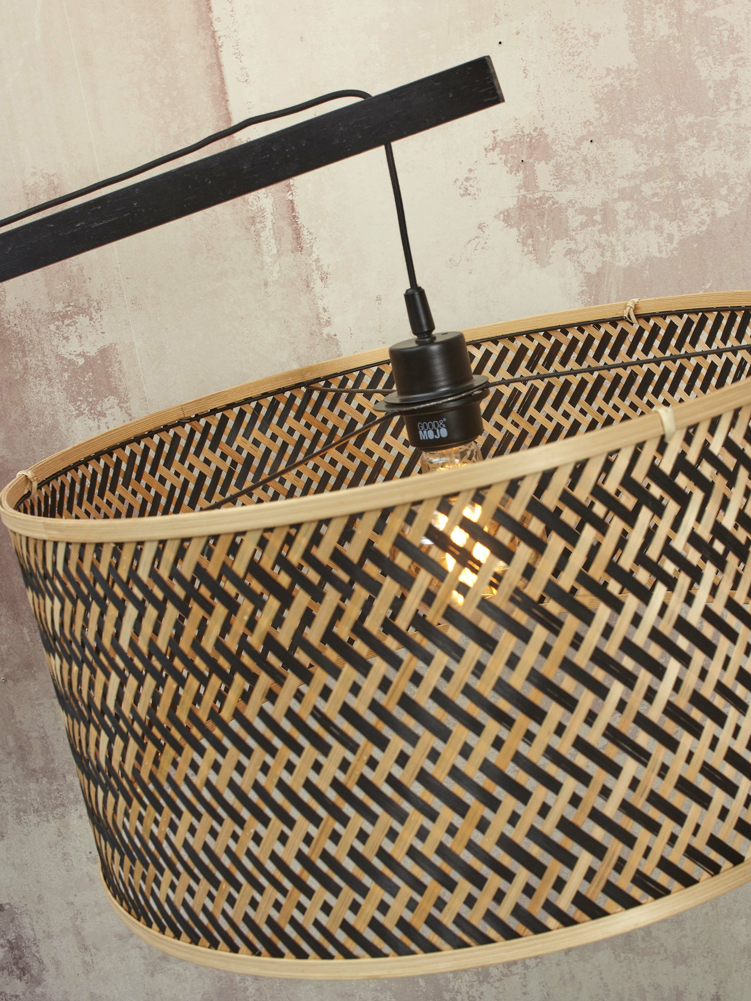 GOOD&MOJO Vloerlamp 'Java' Bamboe, 207cm, kleur Zwart/Naturel