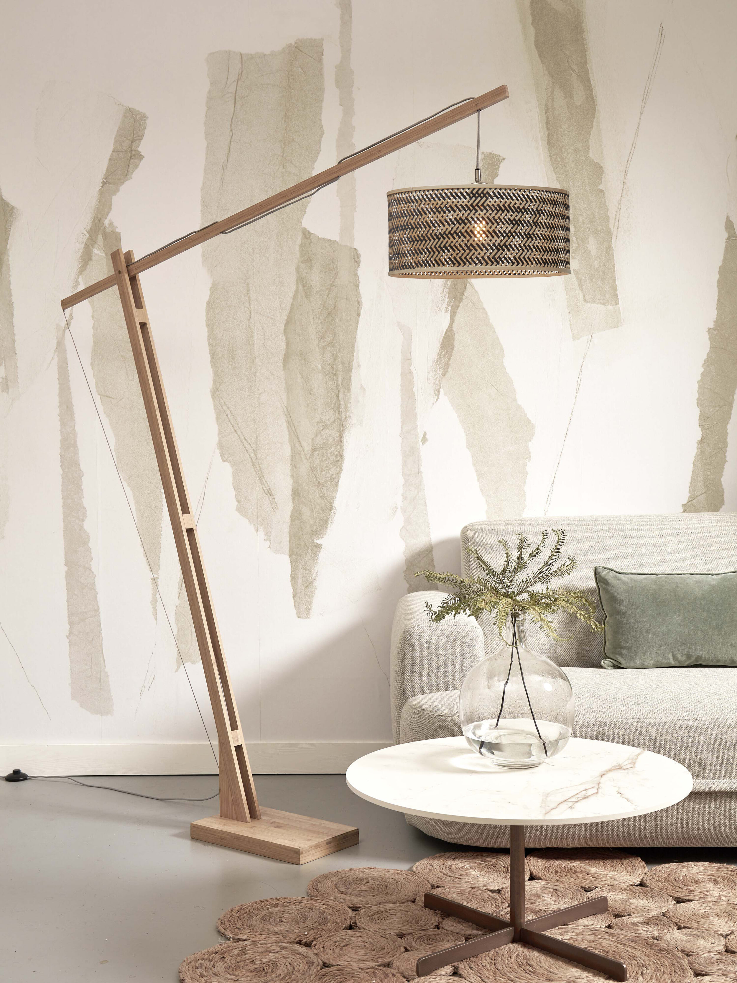 GOOD&MOJO Vloerlamp 'Java' Bamboe, 207cm, kleur Naturel/Zwart