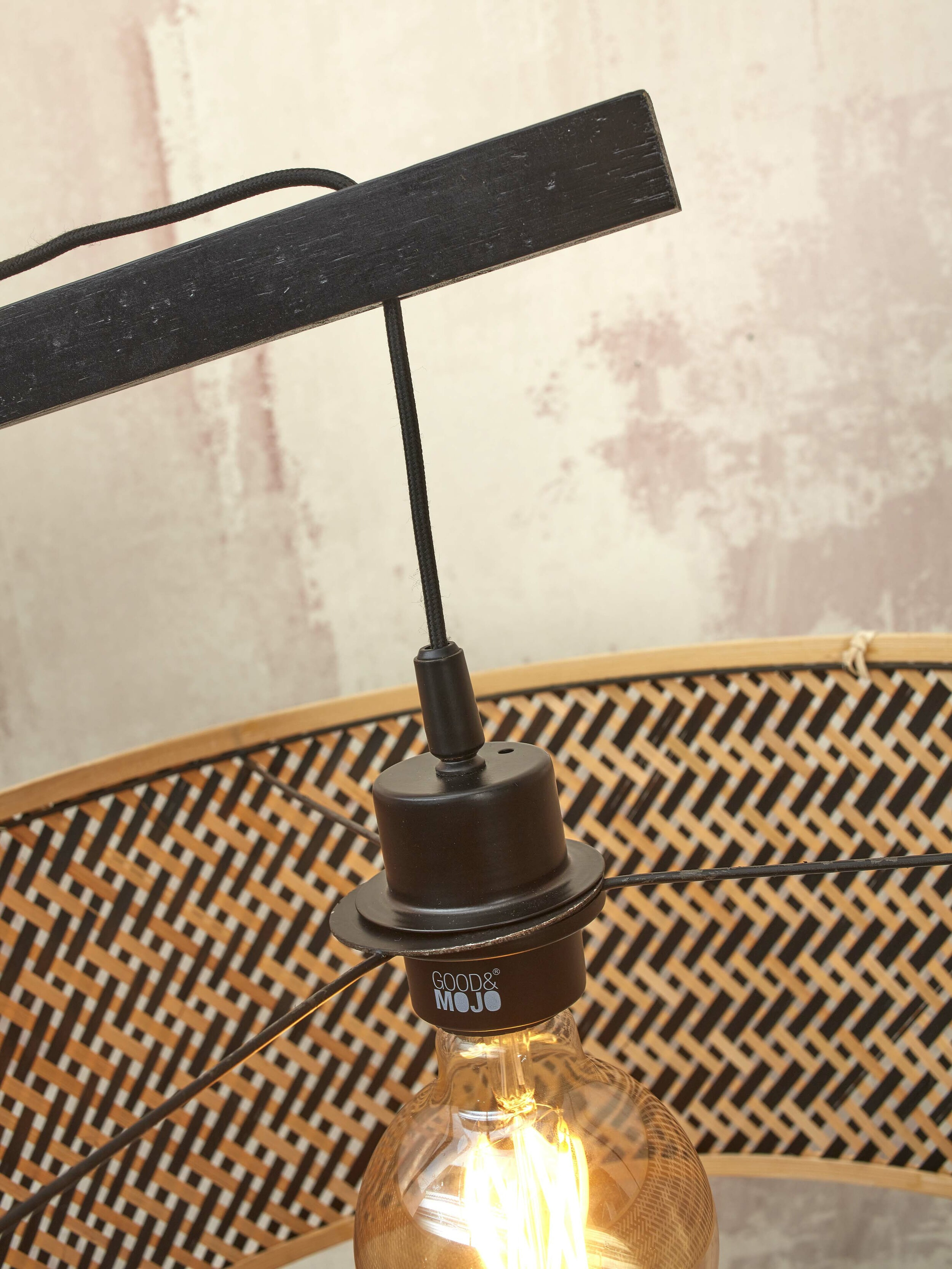 GOOD&MOJO Vloerlamp 'Java' Bamboe, 207cm, kleur Naturel/Zwart