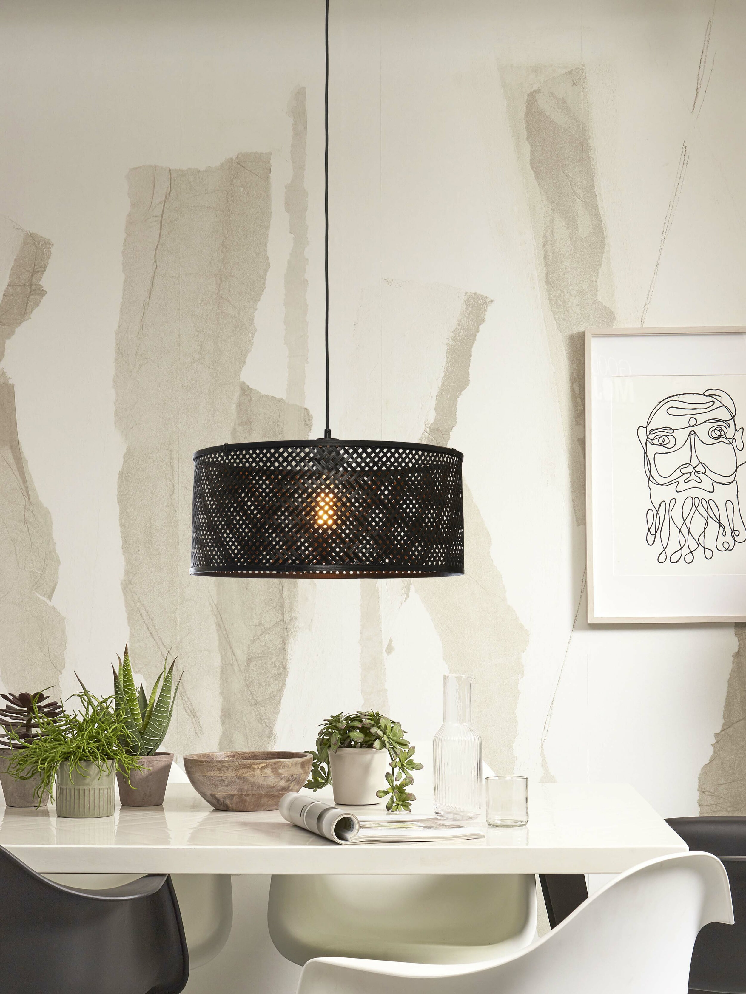 GOOD&MOJO Hanglamp 'Java' Bamboe, 50cm, kleur Zwart