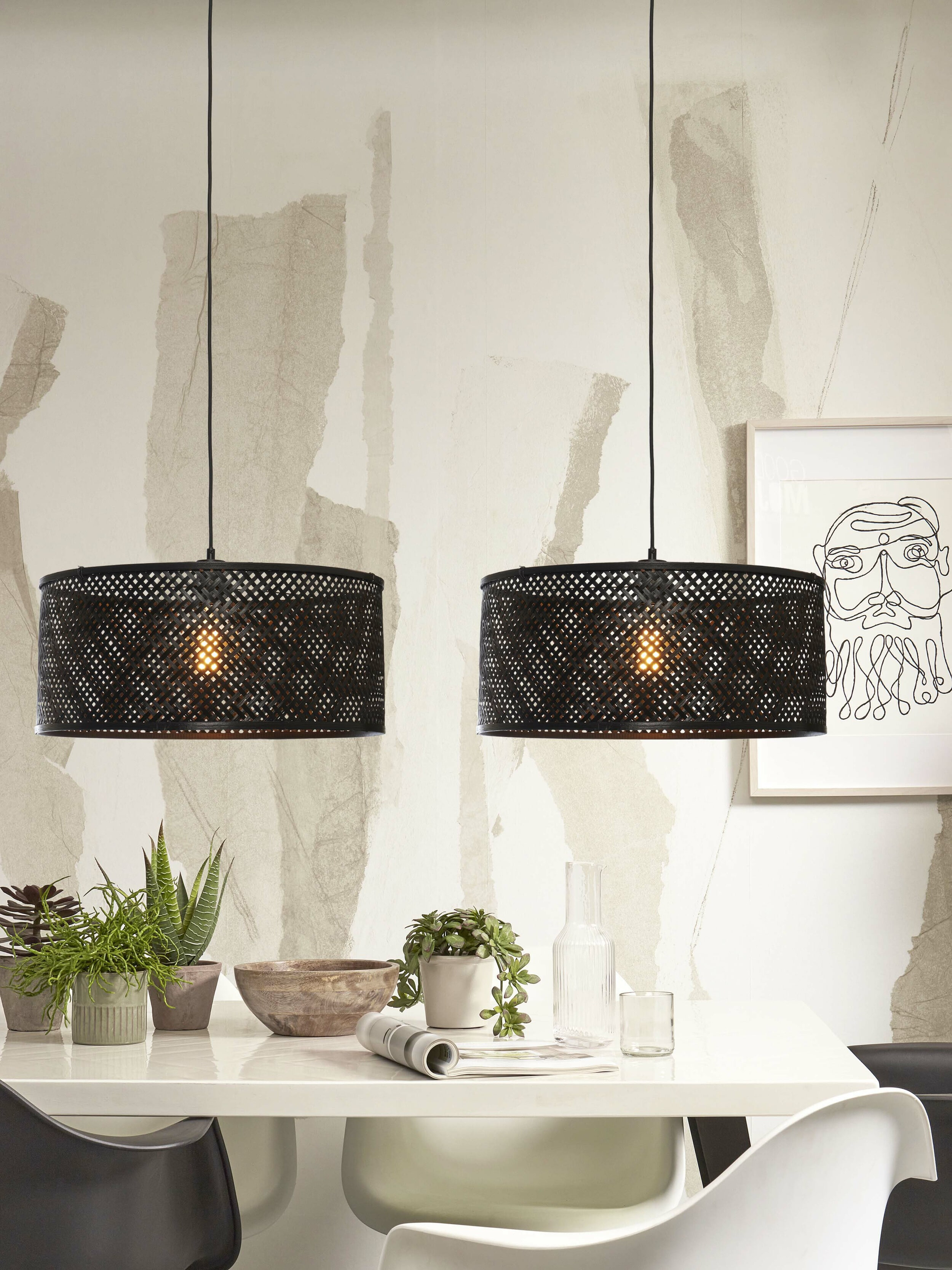 GOOD&MOJO Hanglamp 'Java' Bamboe, 50cm, kleur Zwart