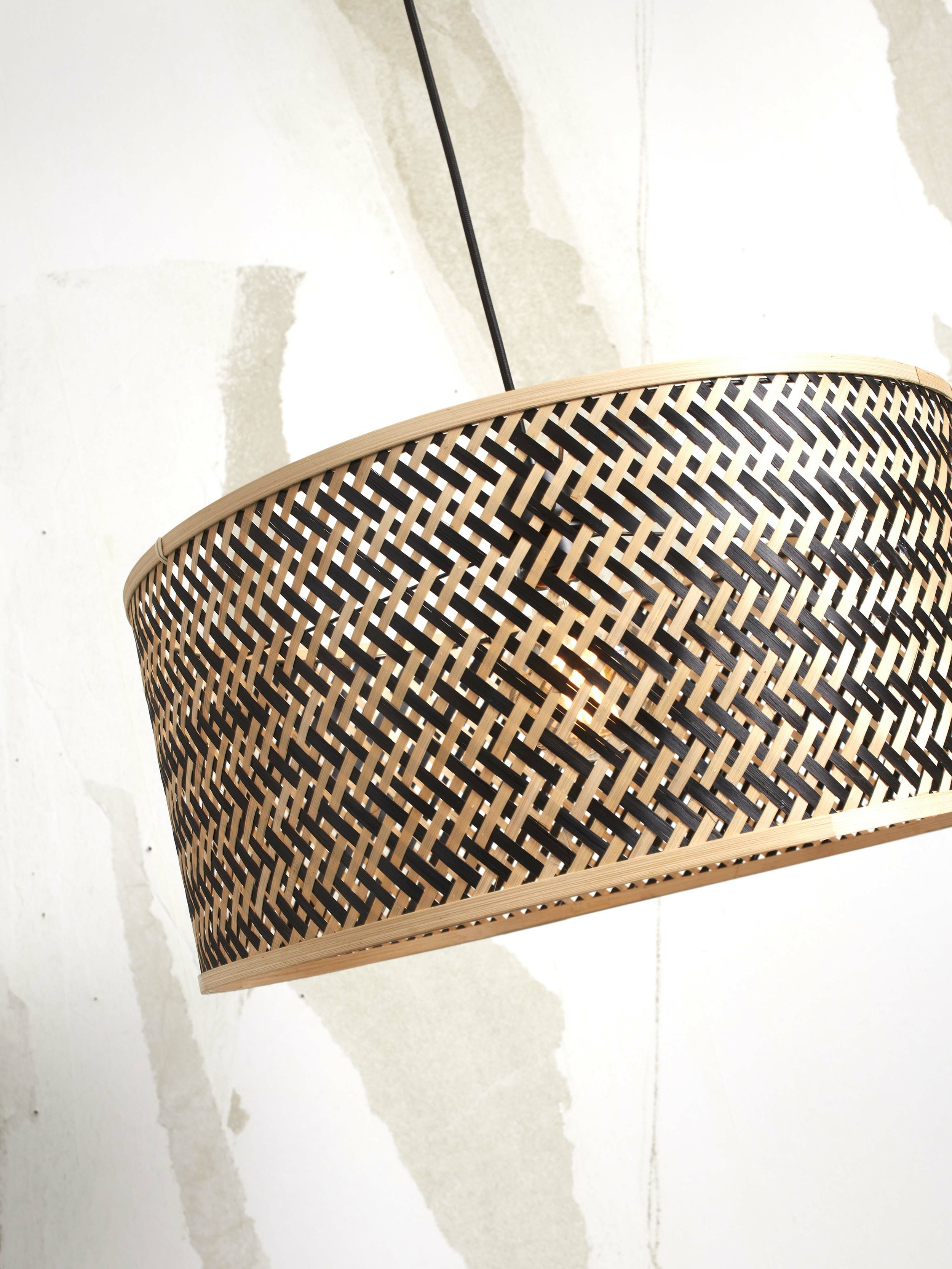 GOOD&MOJO Hanglamp 'Java' Bamboe, 50cm, kleur Naturel/Zwart