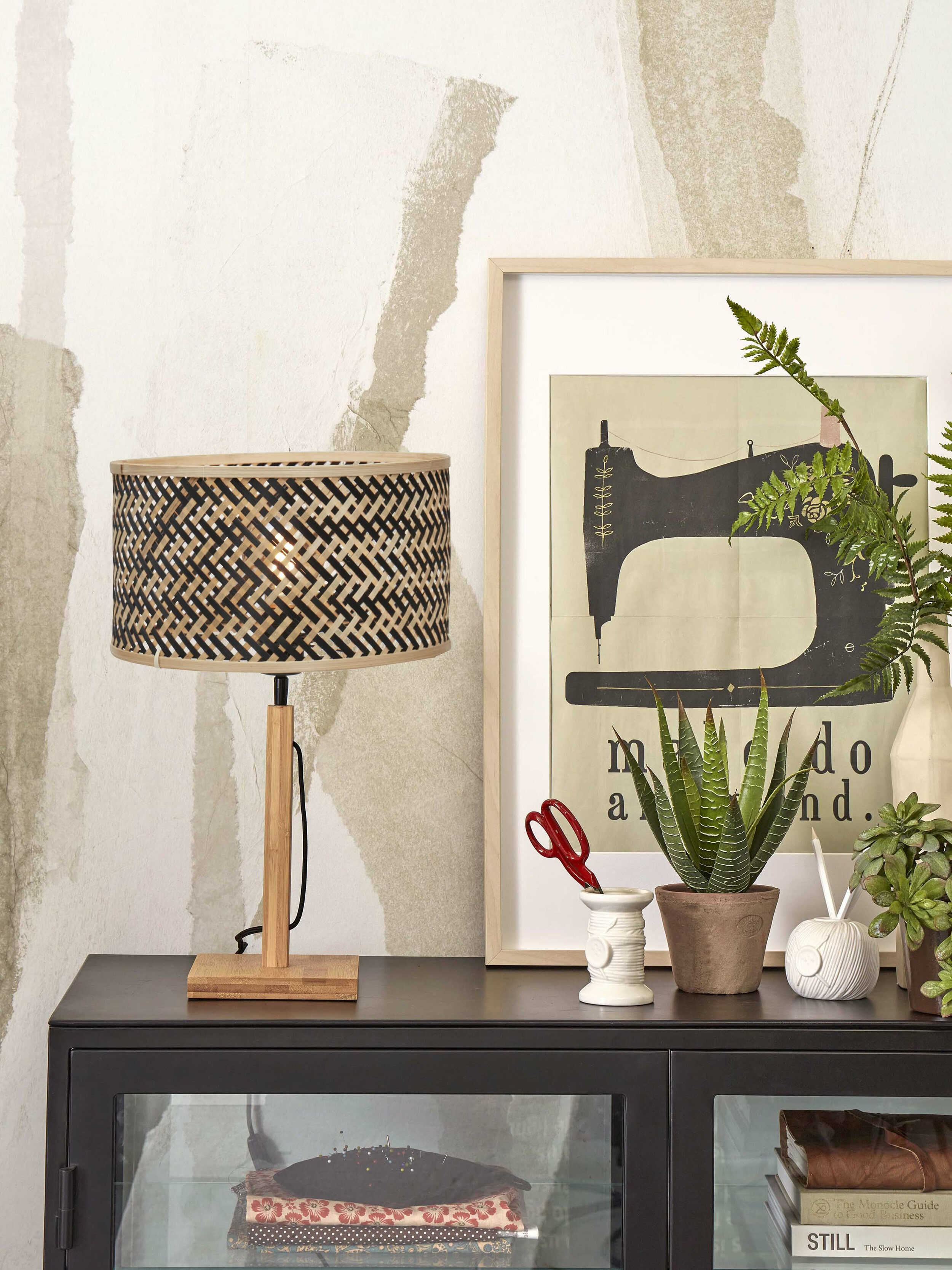 GOOD&MOJO Tafellamp 'Java' Bamboe, 38cm, kleur Naturel/Zwart