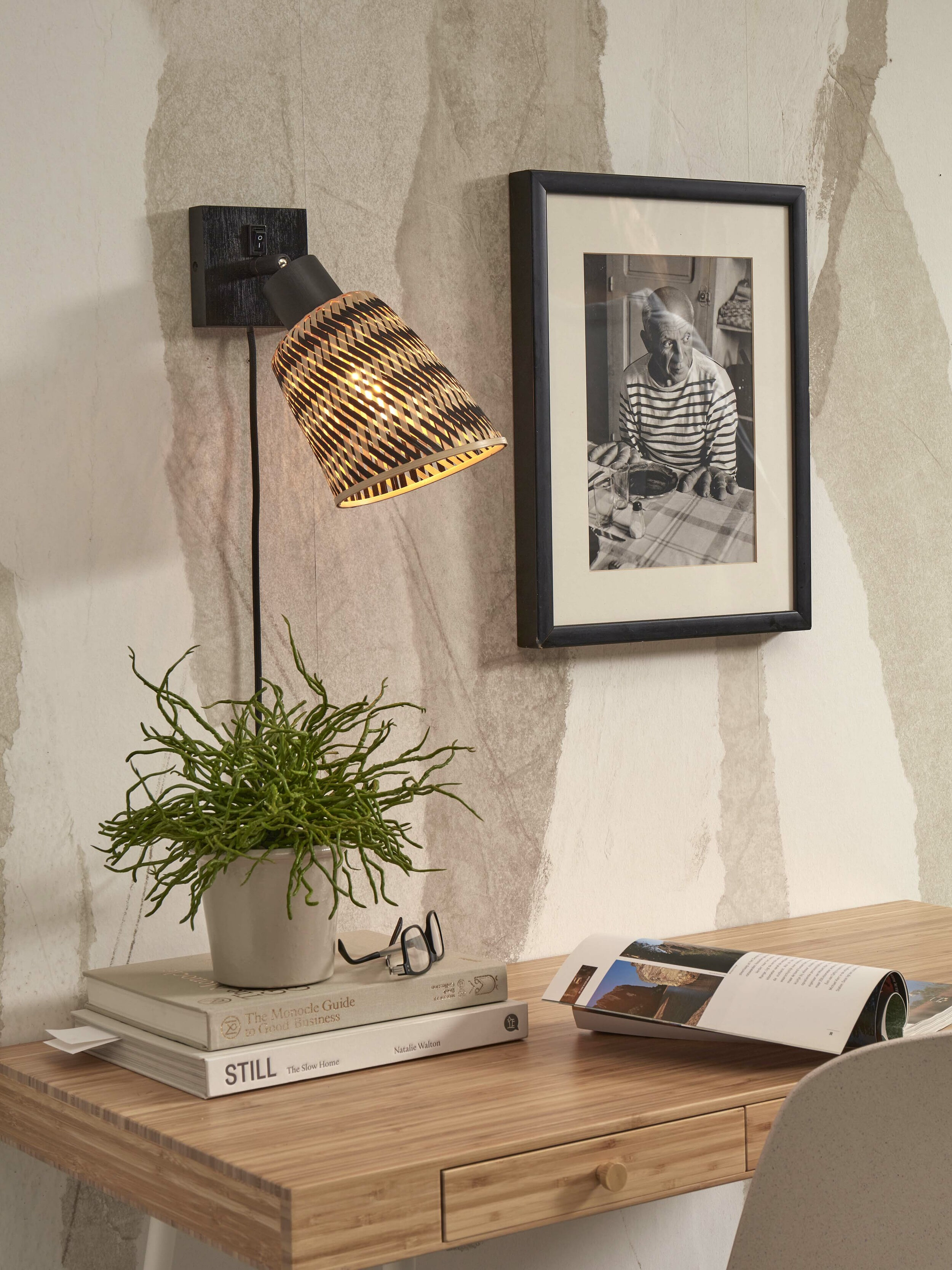 GOOD&MOJO Wandlamp 'Java' Bamboe, kleur Zwart/Naturel