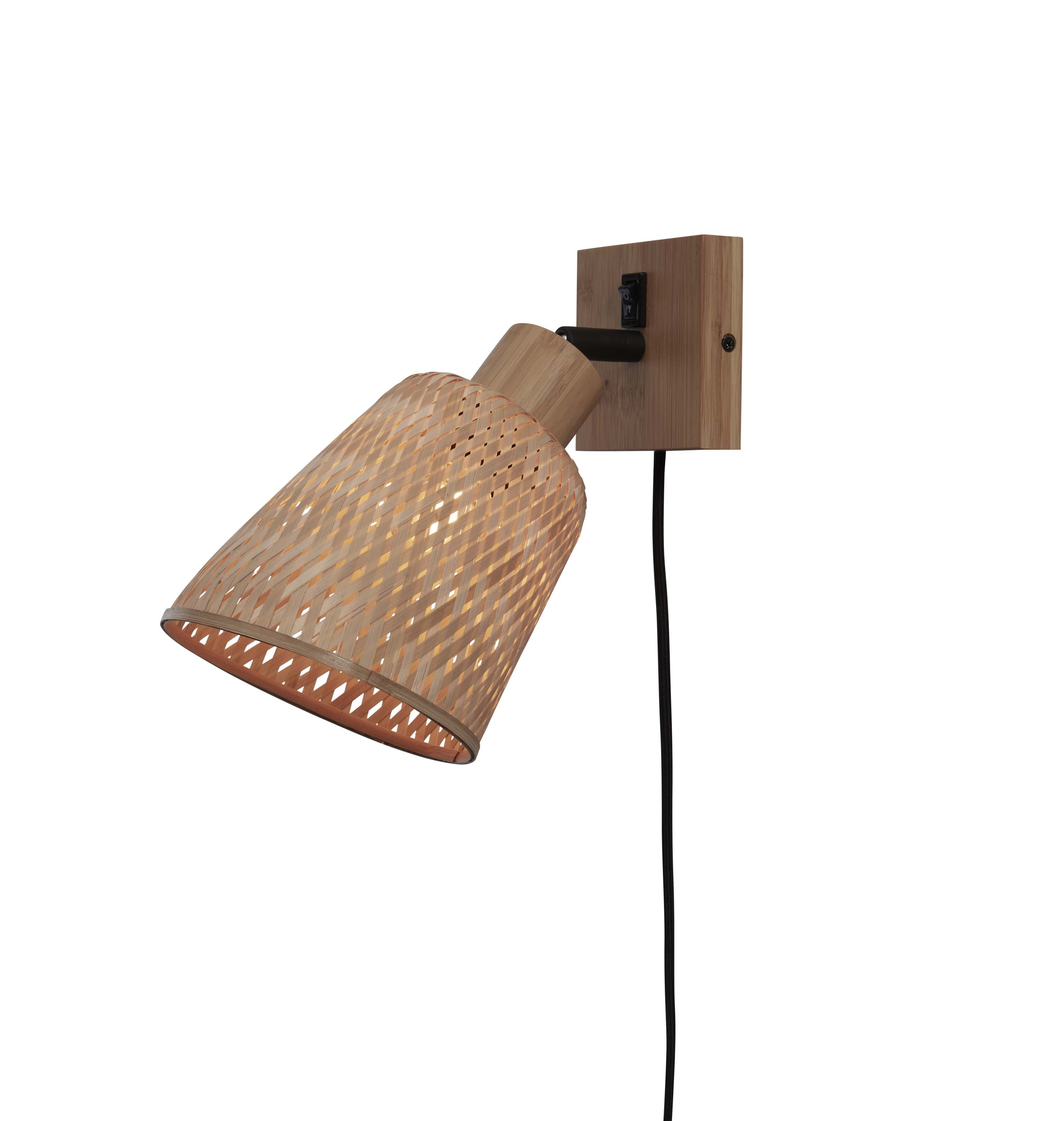 GOOD&MOJO Wandlamp 'Java' Bamboe, kleur Naturel/Zwart