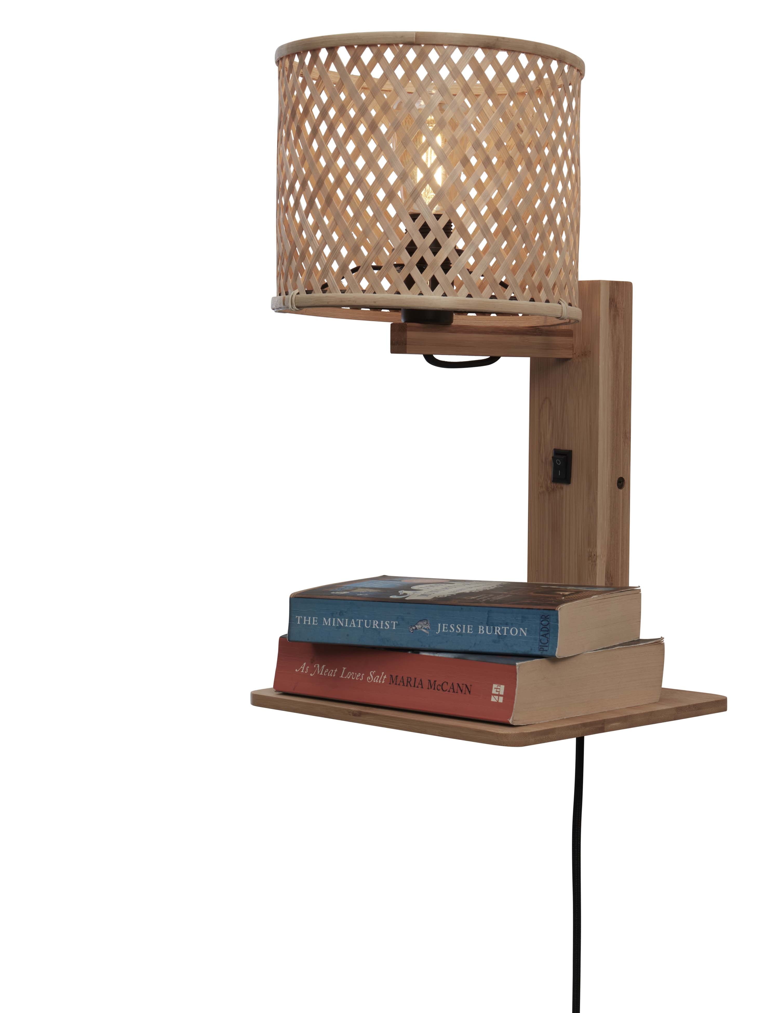 GOOD&MOJO Wandlamp 'Java' Met plankje, Bamboe, kleur Naturel