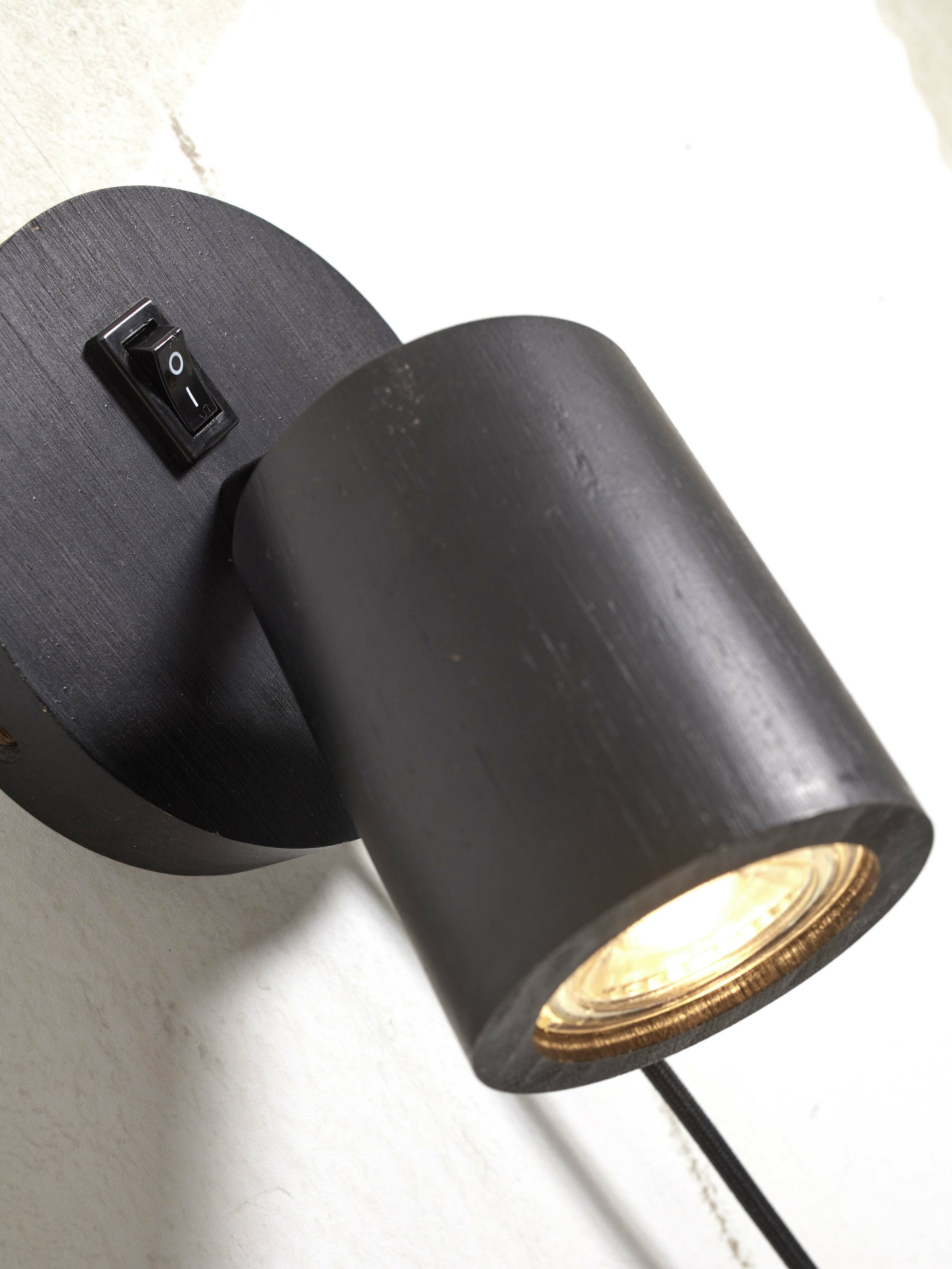 GOOD&MOJO Wandlamp 'Java' Spot, Bamboe, kleur Zwart
