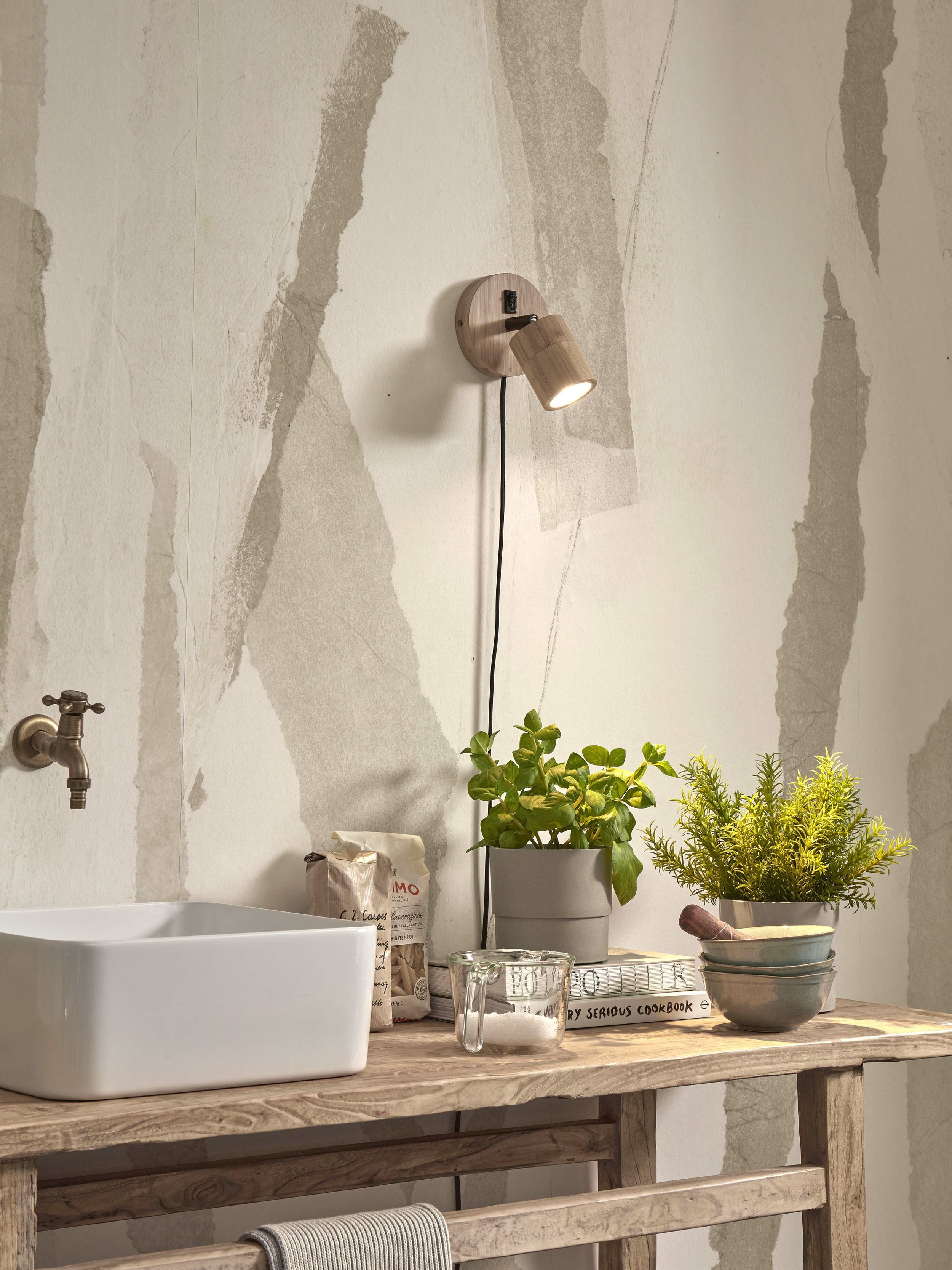 GOOD&MOJO Wandlamp 'Java' Spot, Bamboe, kleur Naturel