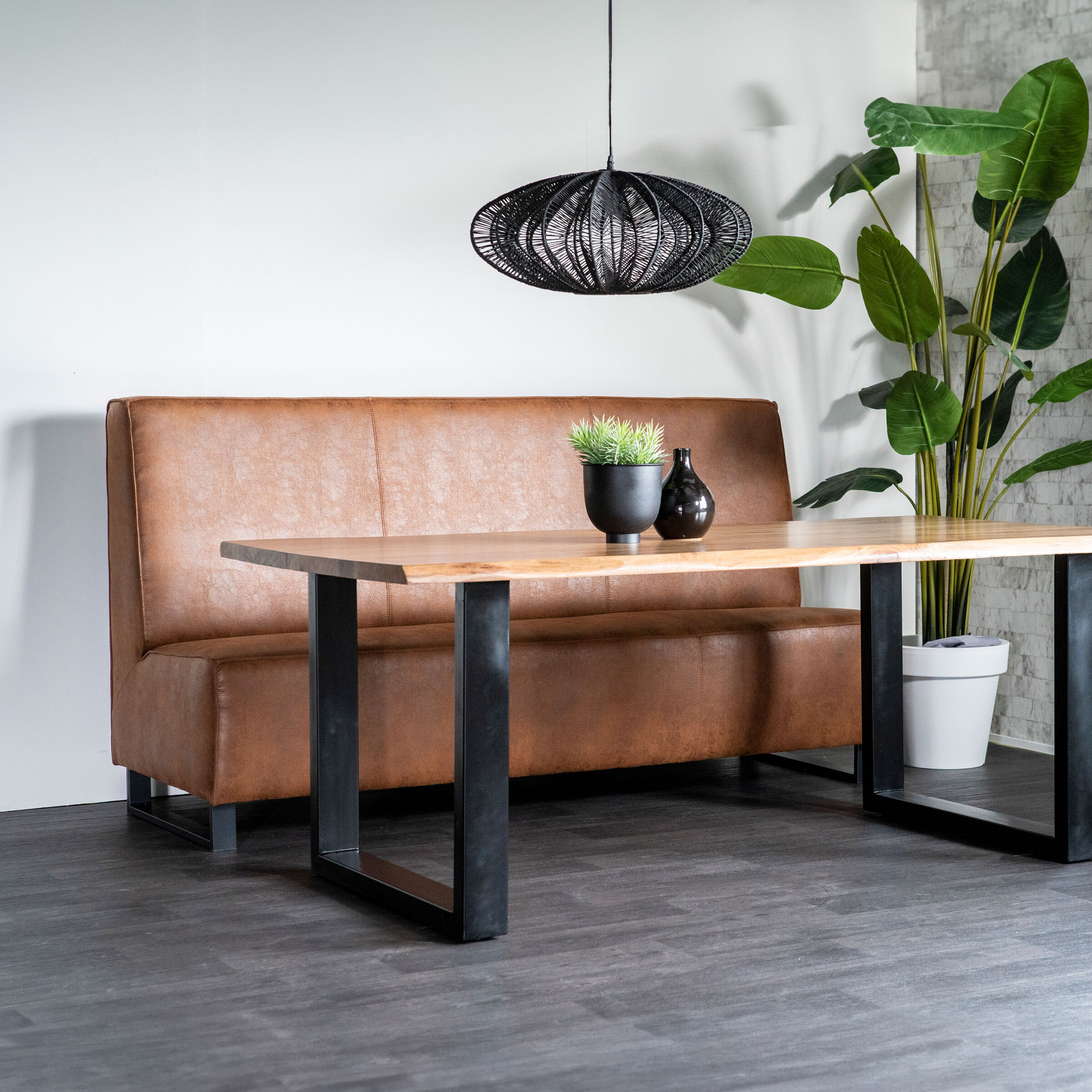 Sevn Eetkamerbank 'Jelle' kleur cognac