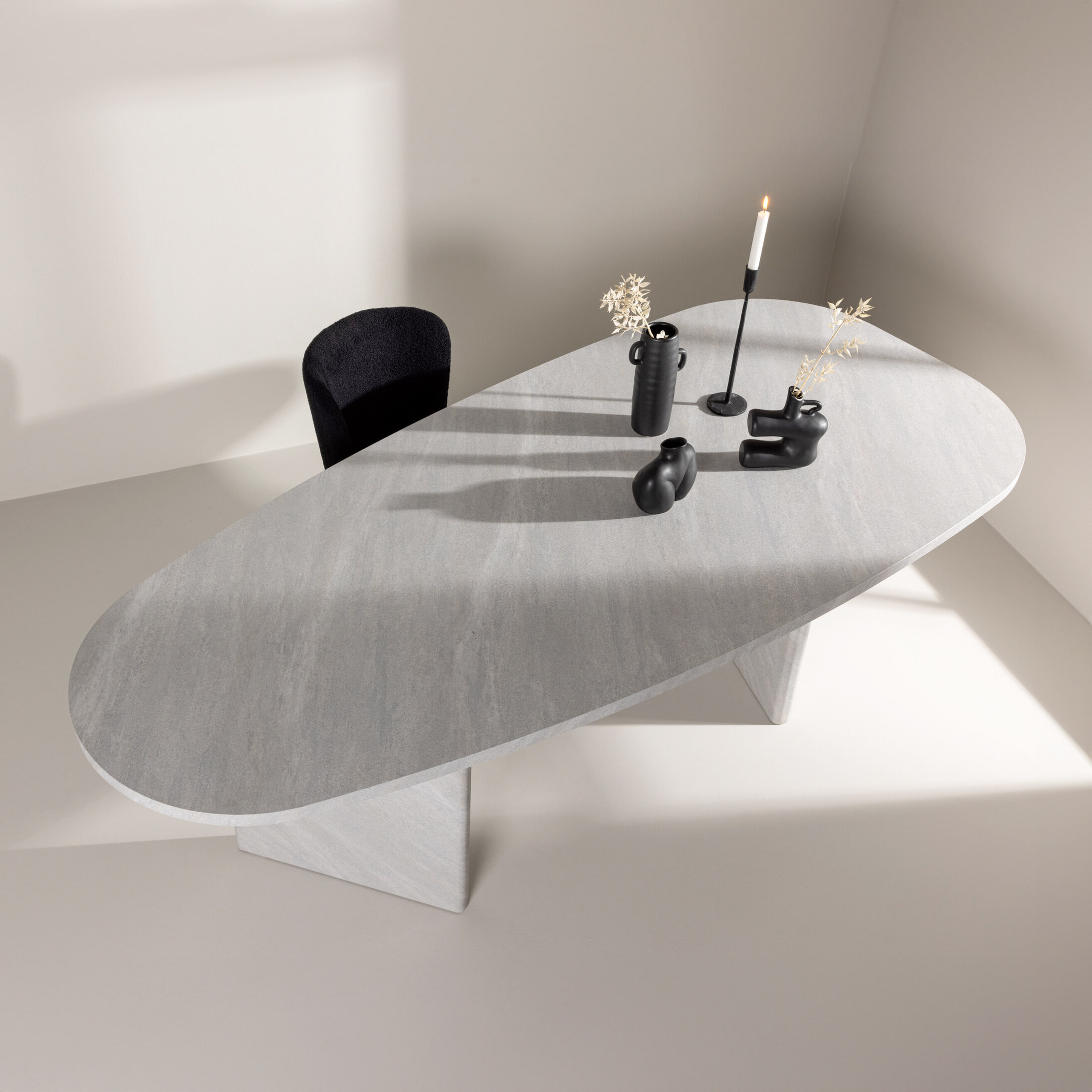 Nohr Organische Eettafel 'Jenea' Betonlook MDF, 220 x 100cm