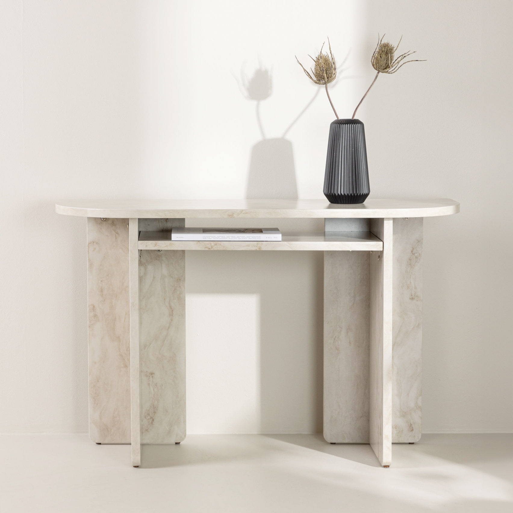 Nohr Sidetable 'Jenelle' Marmerlook, 120cm, kleur beige