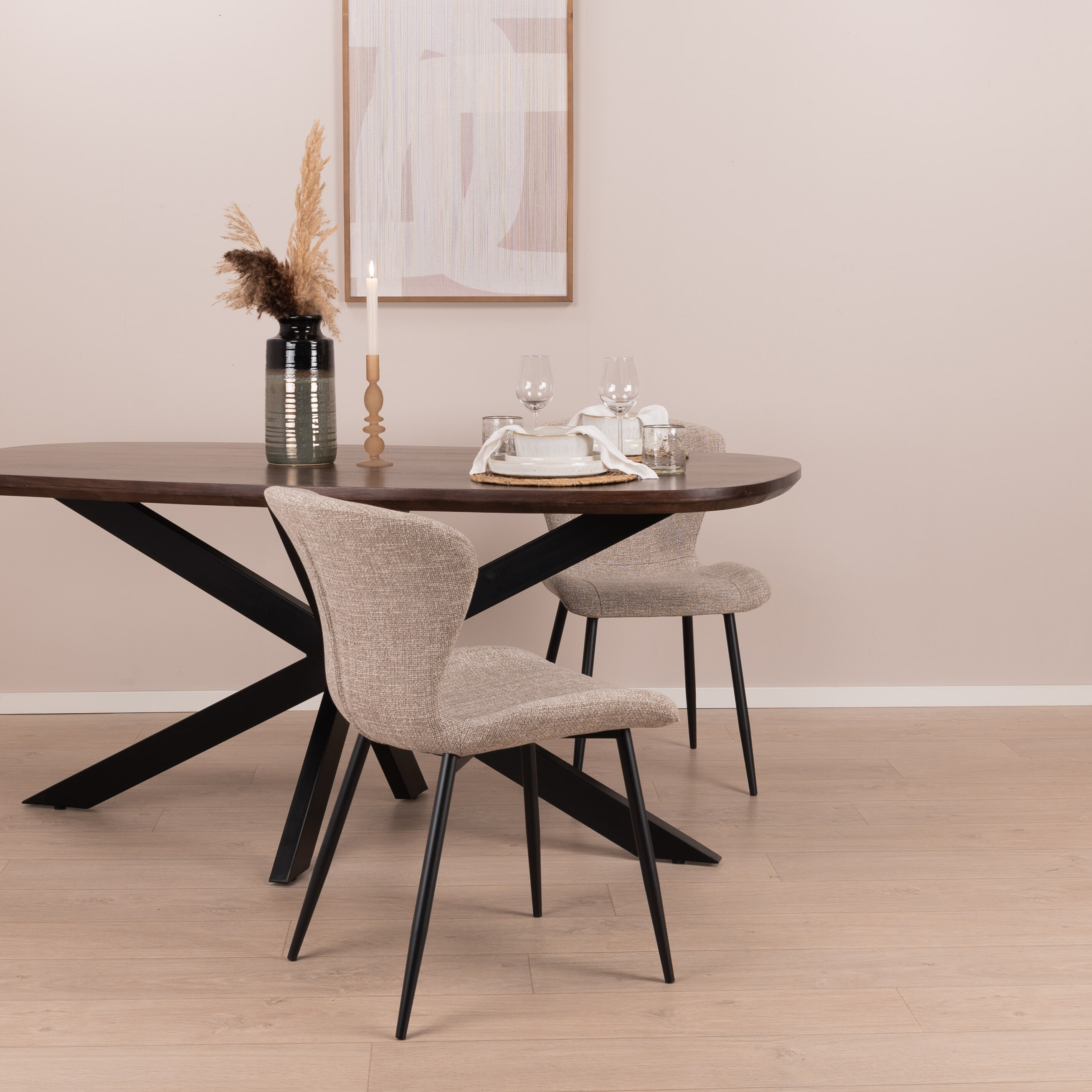 Livingfurn Deens Ovale Eettafel 'Jesper' Mangohout, 180 x 90cm