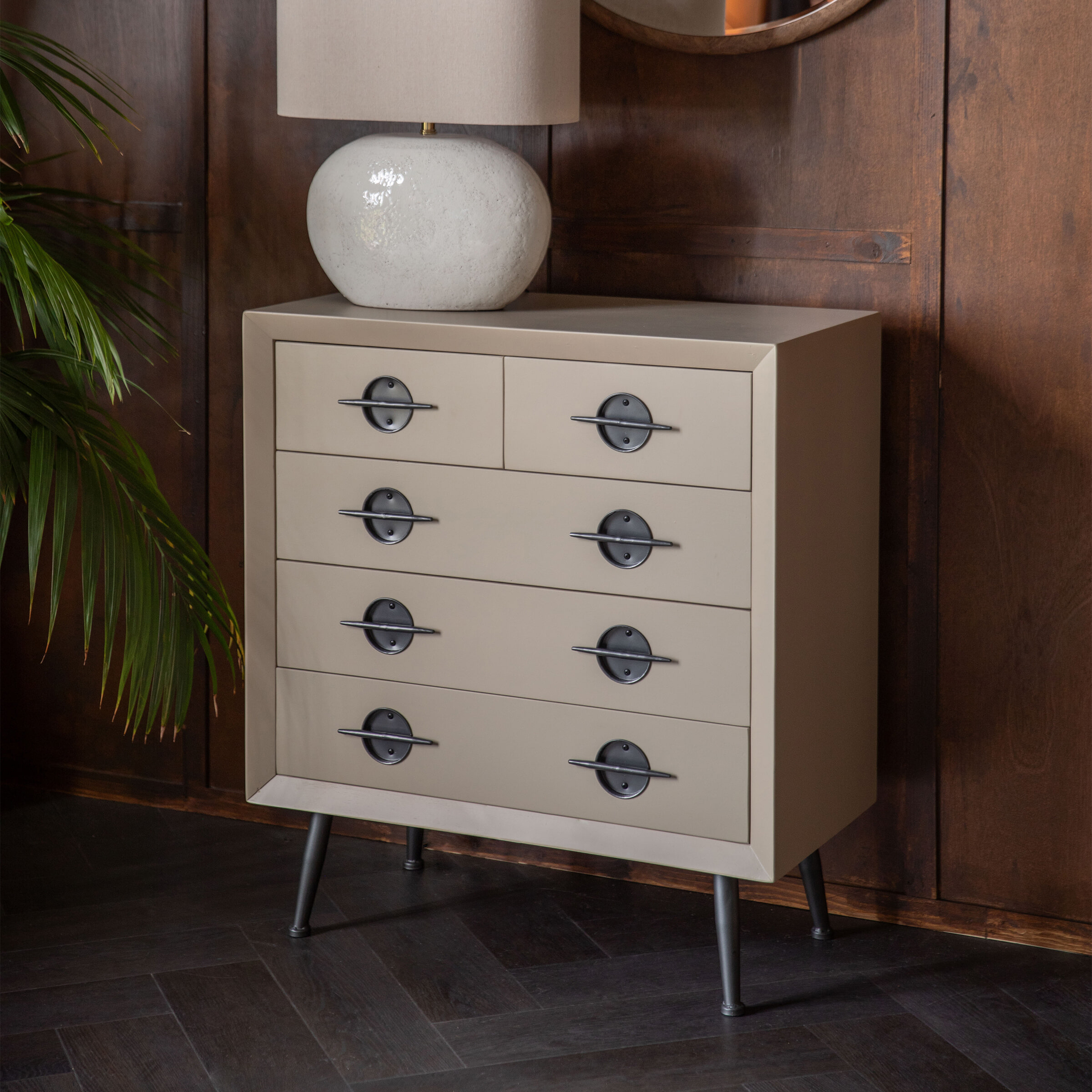 Dutchbone Ladekast 'Edson' Rubberhout, Met 5 laden