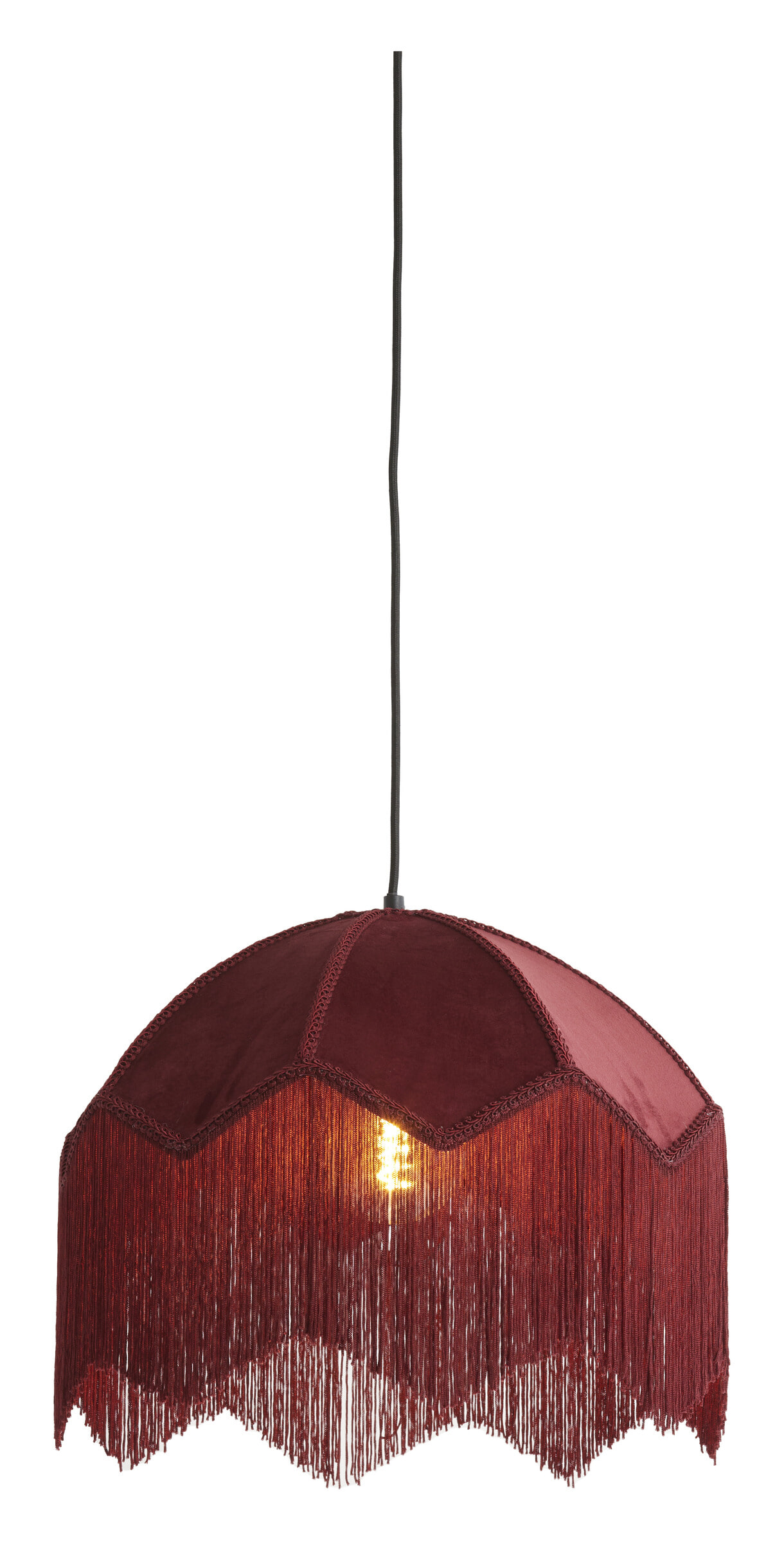 Light & Living Hanglamp 'Malacia' Velvet, 40cm, kleur Bordeaux