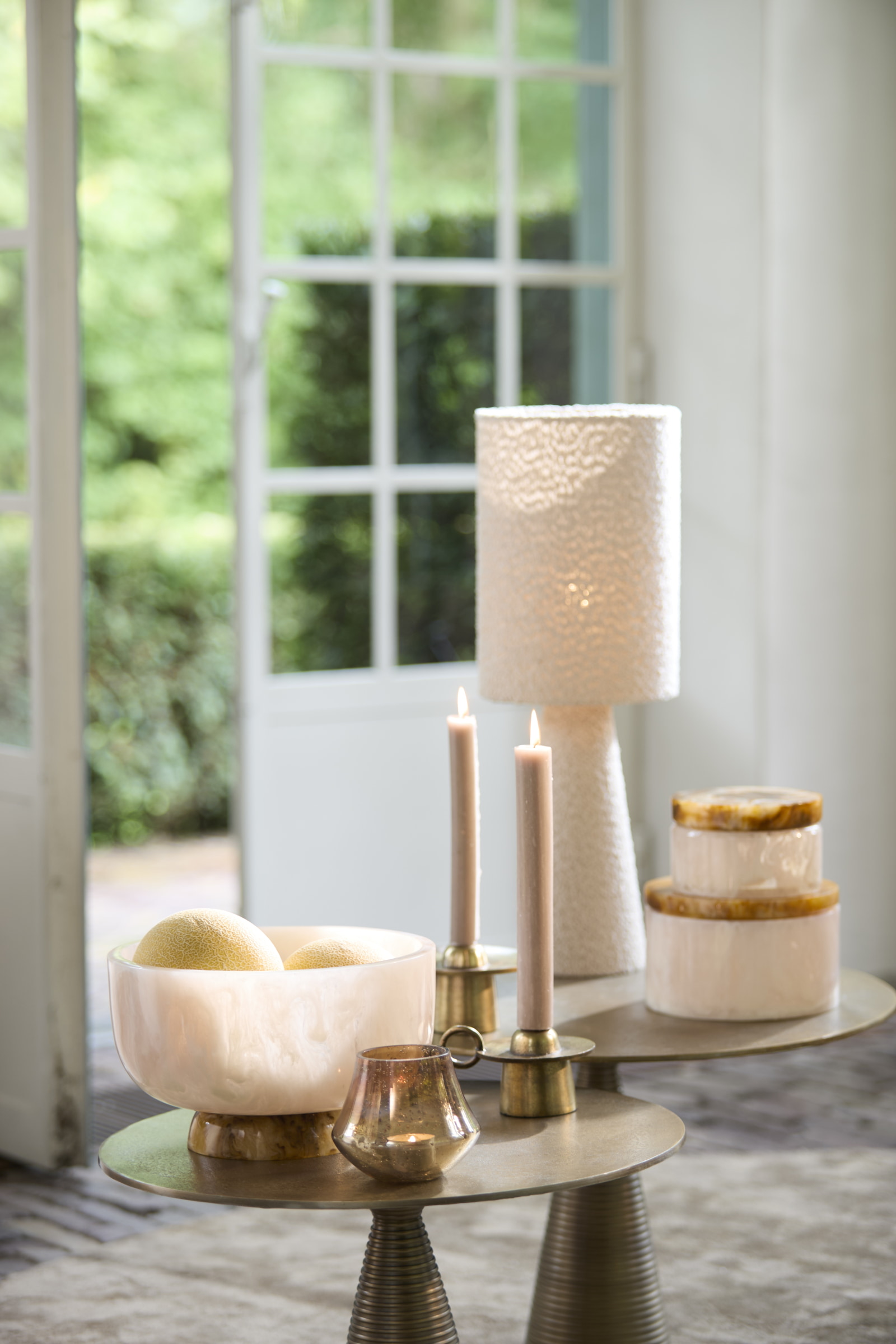 Light & Living Tafellamp 'Micky' Bouclé 58cm, kleur Zand