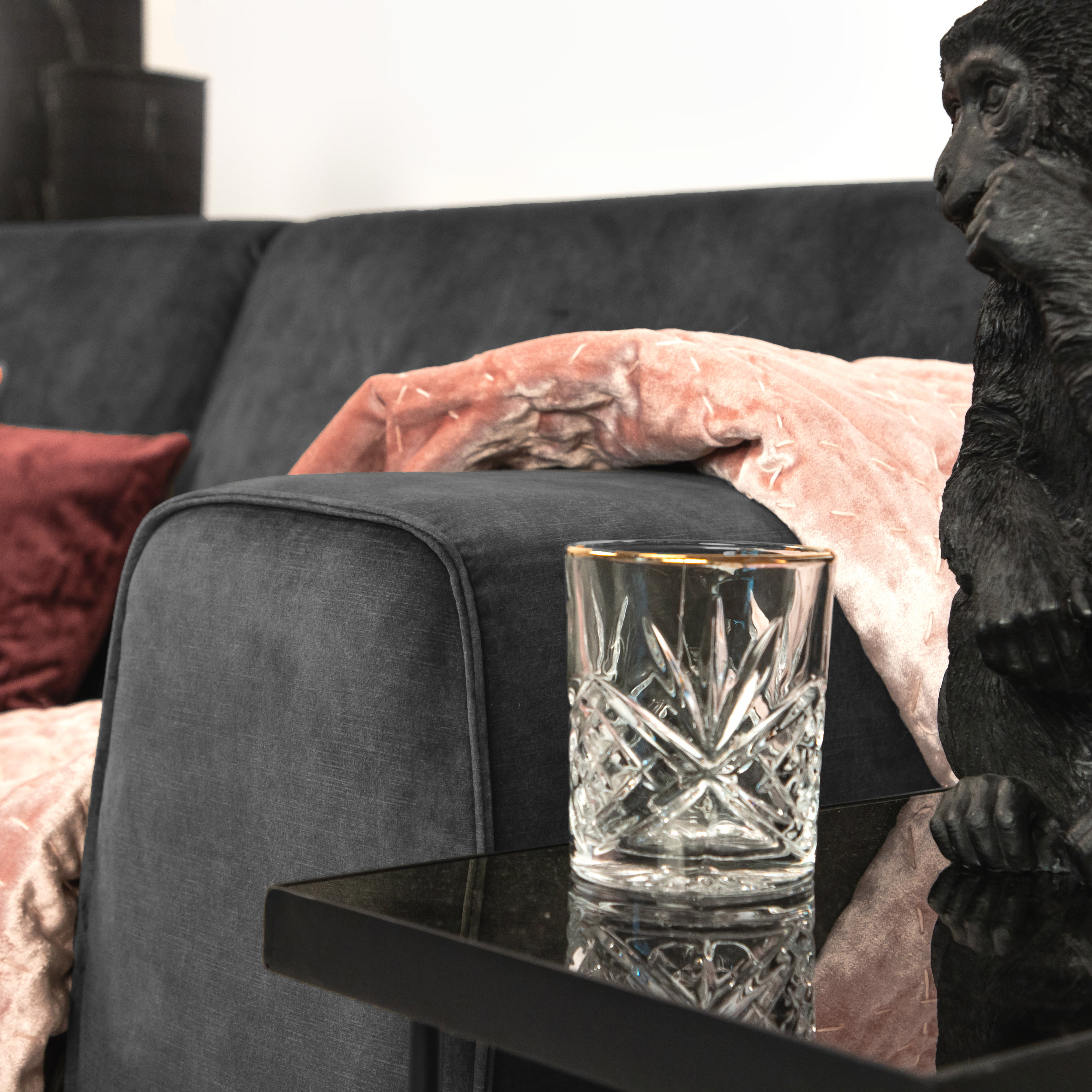 Sohome 3-zits Bank 'Jill' Velvet, kleur antraciet