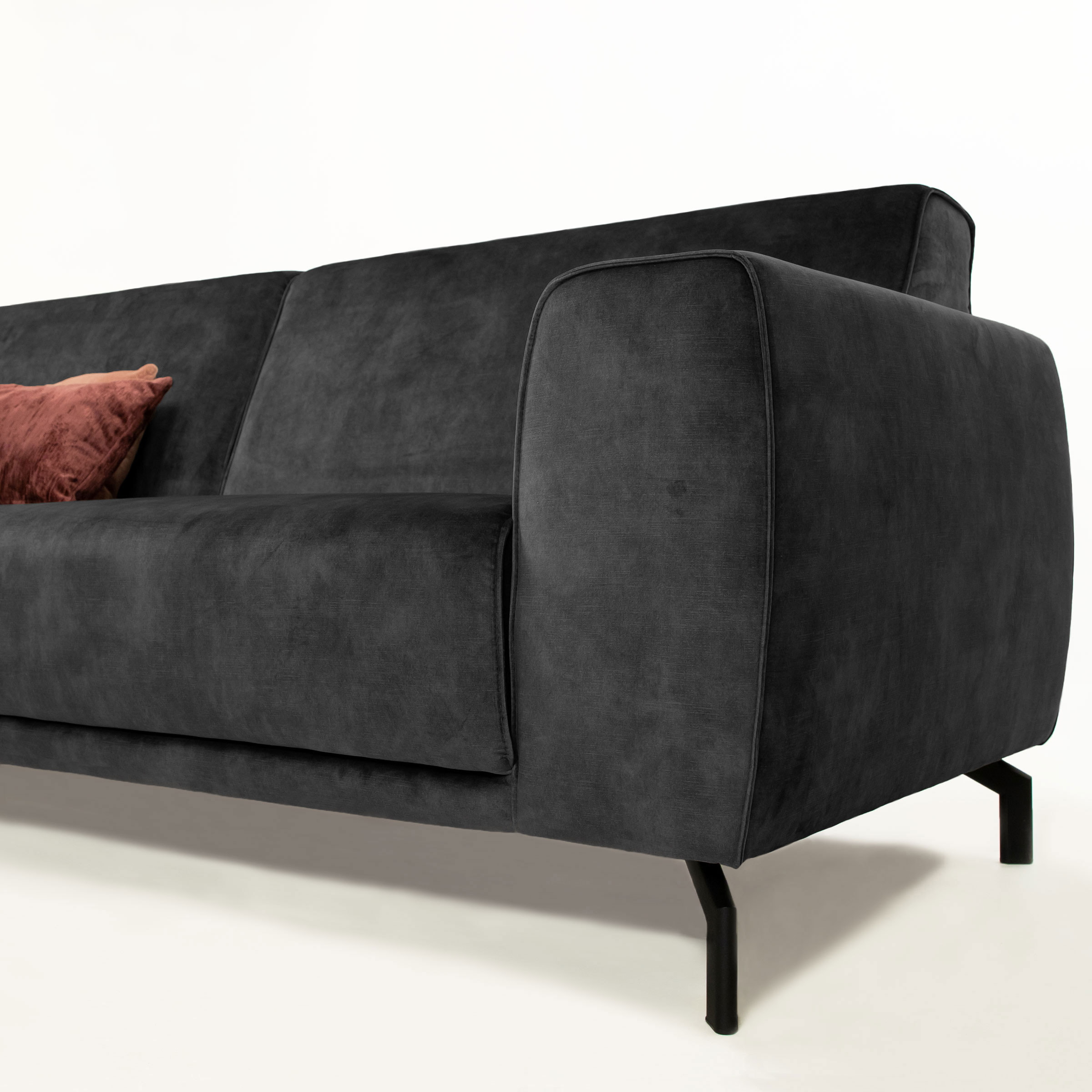Sohome 4-zits Bank 'Jill' Velvet, kleur antraciet