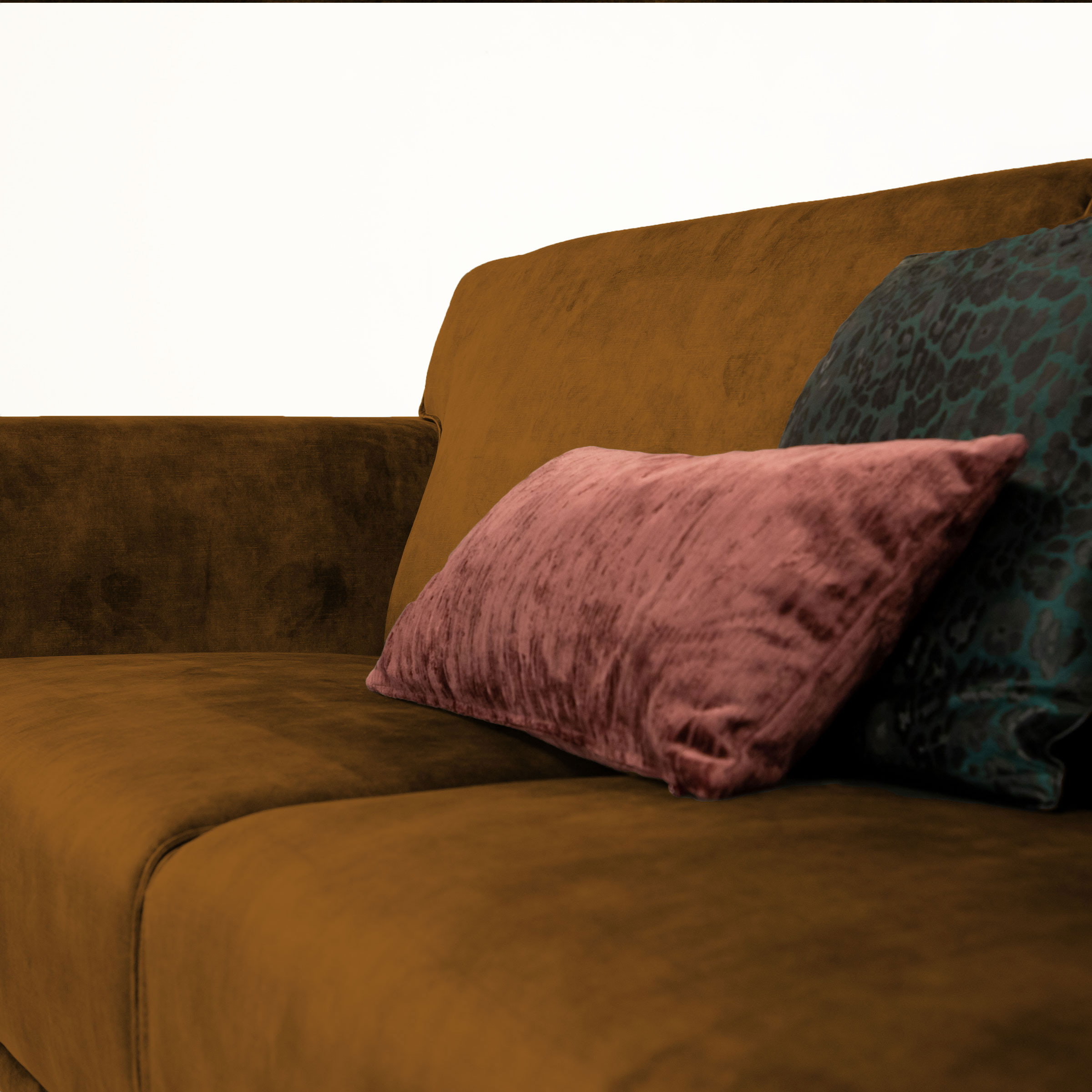 Sohome 4-zits Bank 'Jill' Velvet, kleur cognac