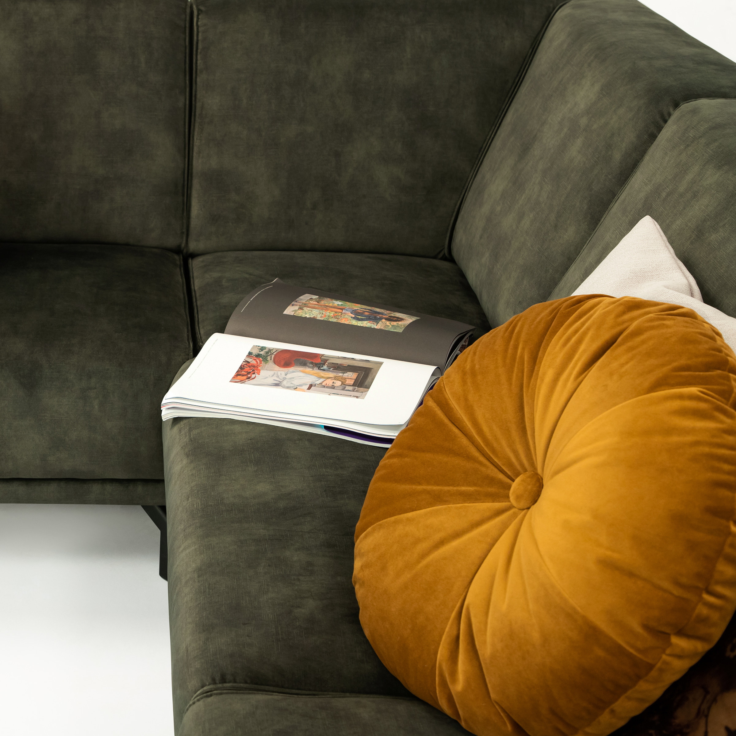 Sohome Hoekbank 'Jill' Velvet, kleur groen