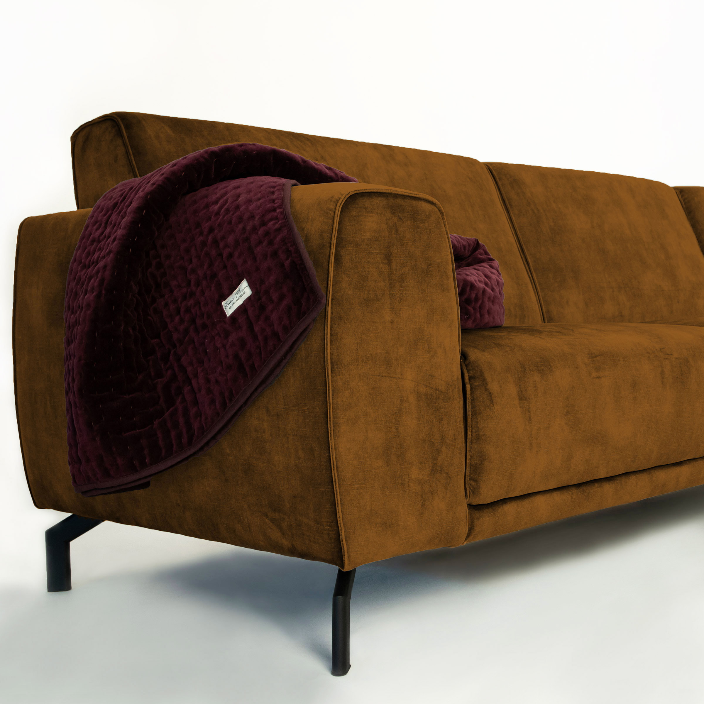 Sohome Hoekbank 'Jill' Velvet, kleur cognac