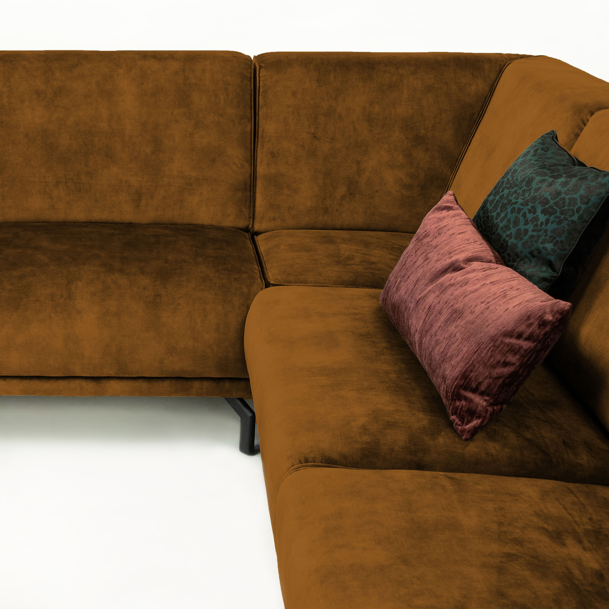 Sohome Hoekbank 'Jill' Velvet, kleur cognac