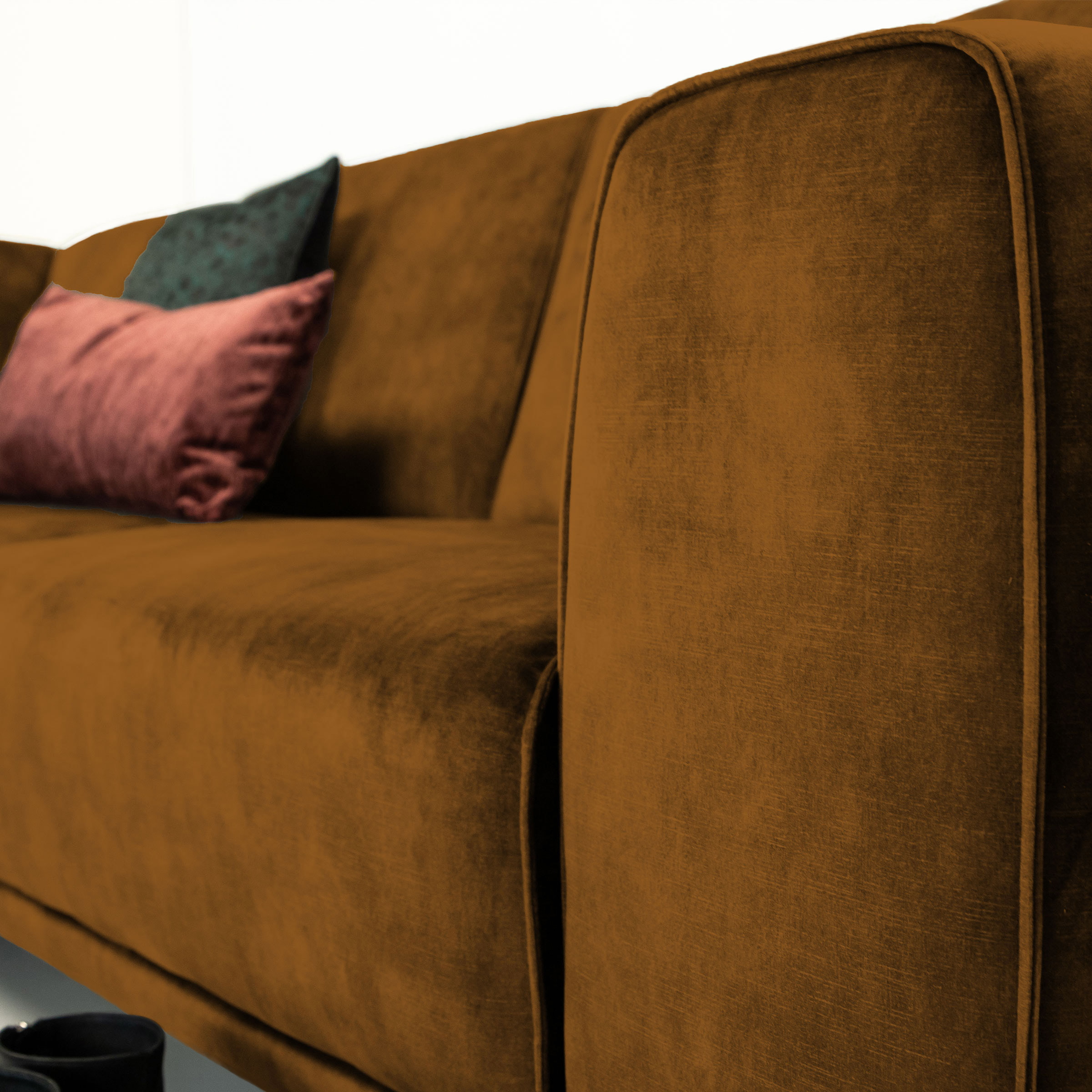 Sohome Hoekbank 'Jill' Velvet, kleur cognac