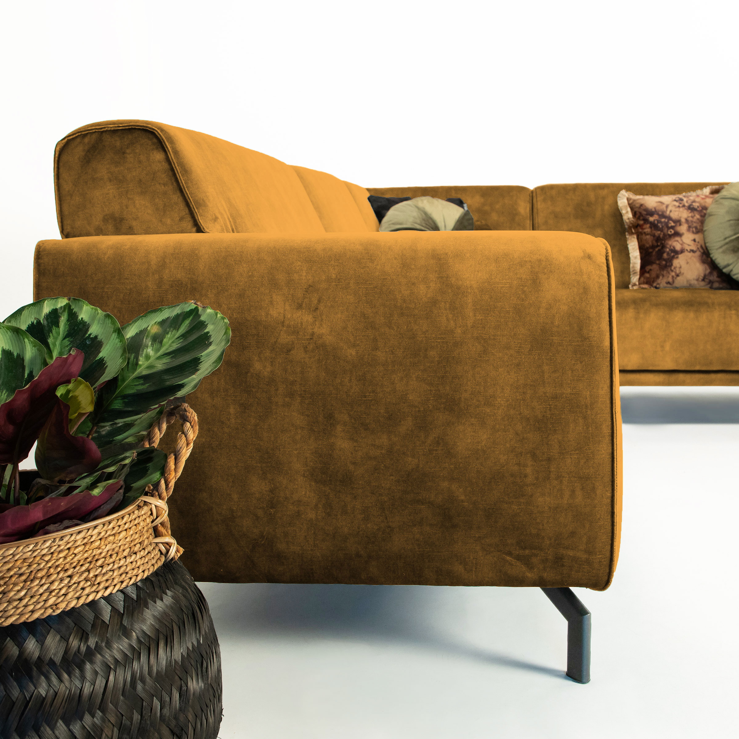 Sohome Hoekbank 'Jill' Velvet, kleur gold