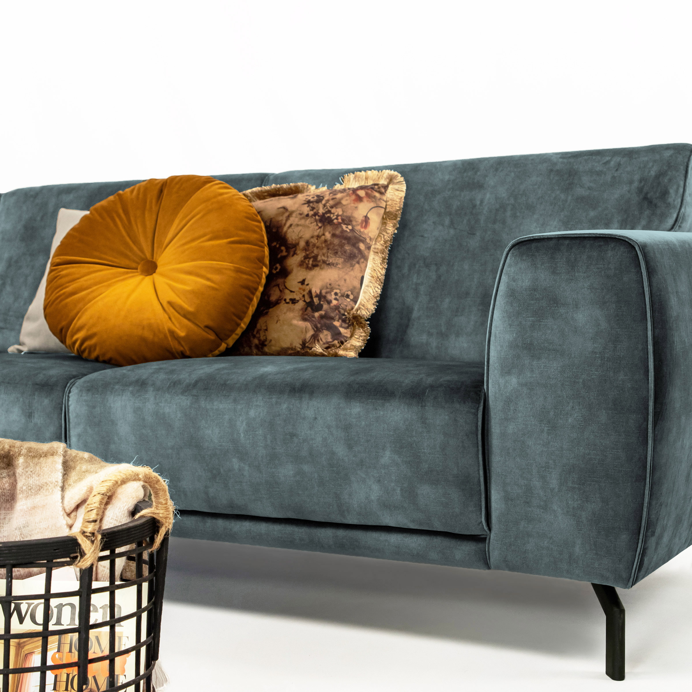 Sohome Hoekbank 'Jill' Velvet, kleur petrol