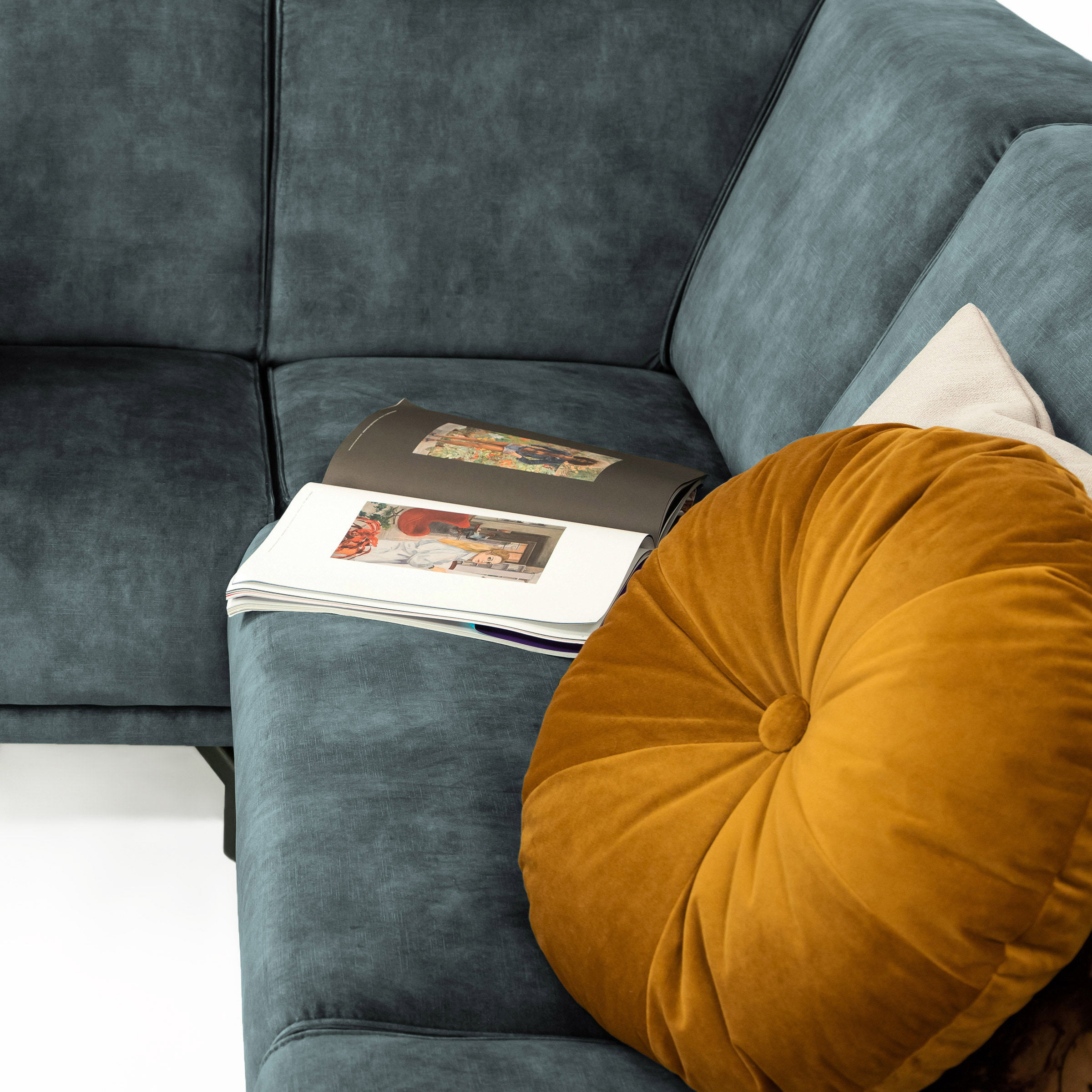 Sohome Hoekbank 'Jill' Velvet, kleur petrol