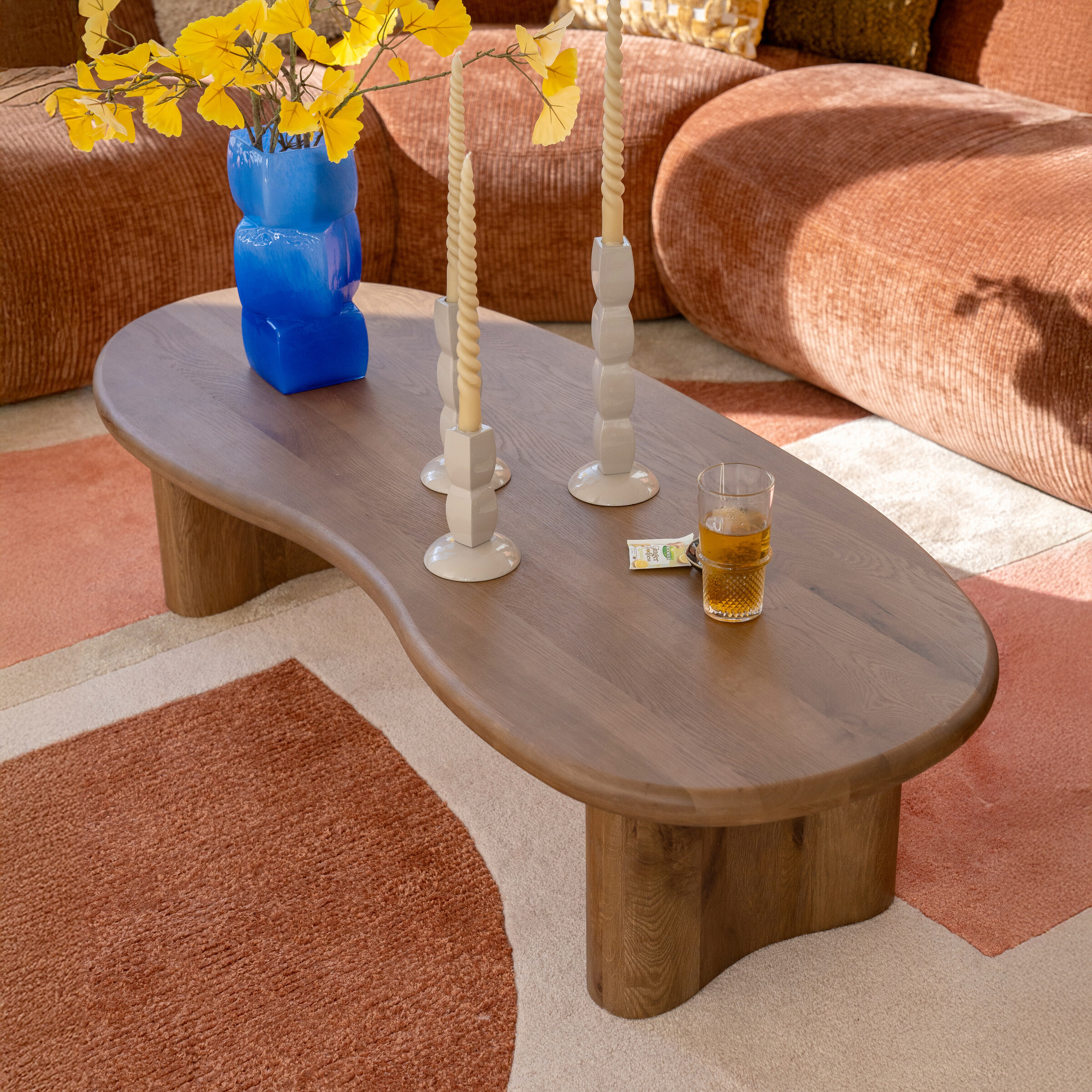 Eleonora Organische Salontafel 'Josh' Eiken, 140 x 60cm, kleur Bruin
