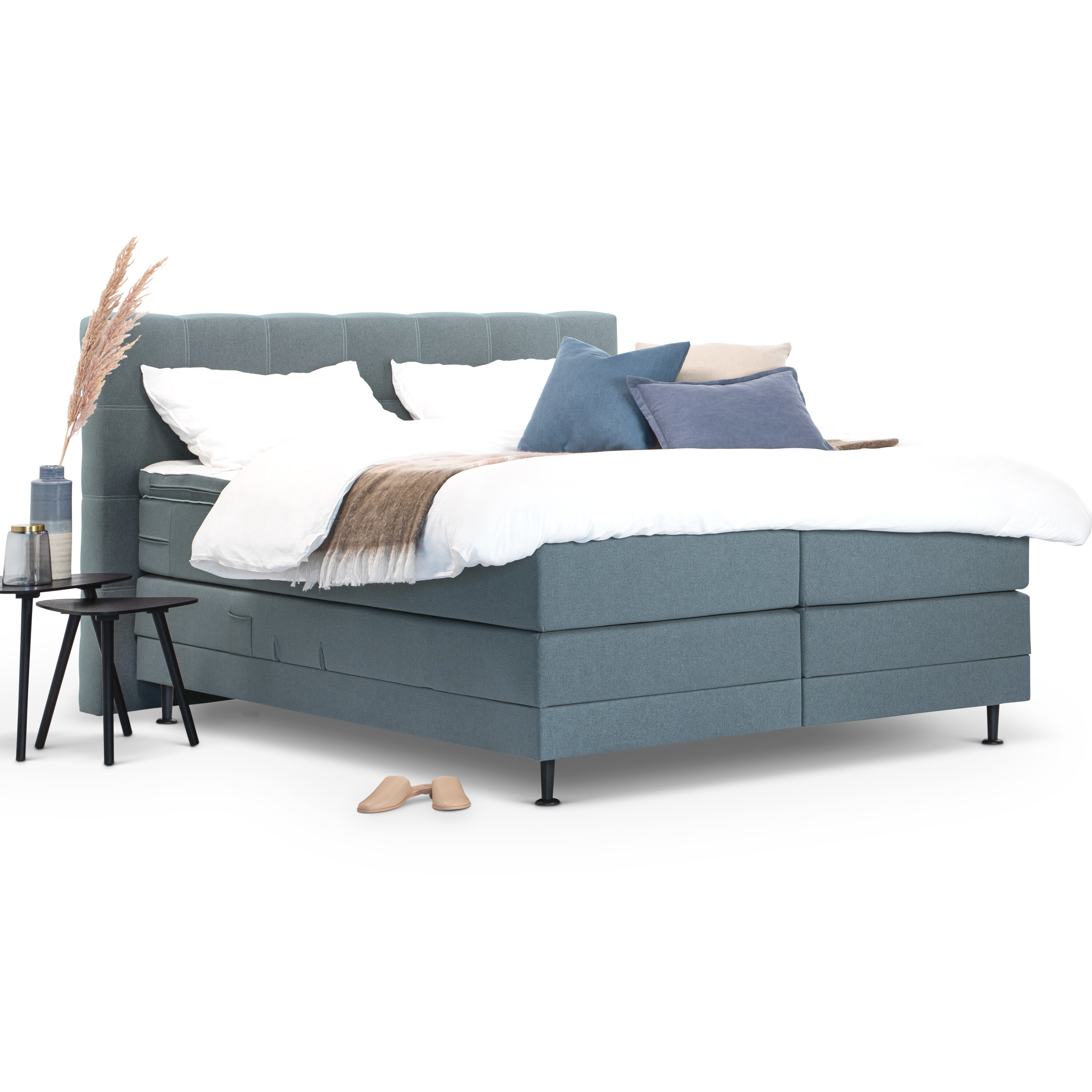 Sohome Boxspring 'Louis'-Grijs-blauw-160 x 200 cm-Elektrisch verstelbaar Sohome Boxspring 'Louis'-Grijs-blauw-160 x 200 cm-Elektrisch verstelbaar