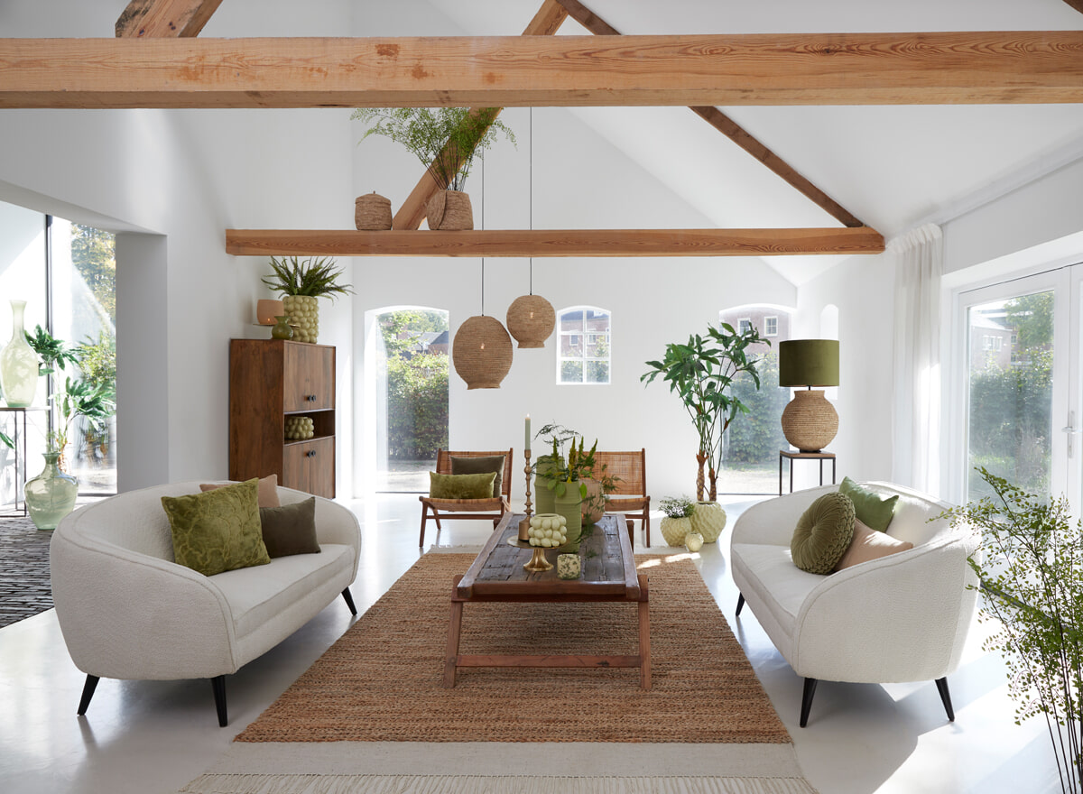 Light & Living Zuilen / bijzettafels 'Yarula' Set van 2 stuks, zwart+hout