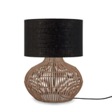 GOOD&MOJO Tafellamp 'Kalahari' Rotan en linnen, 48cm, kleur Naturel/Zwart