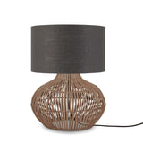 GOOD&MOJO Tafellamp 'Kalahari' Rotan en linnen, 48cm, kleur Naturel/Donkergrijs