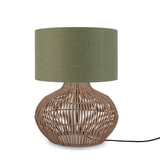 GOOD&MOJO Tafellamp 'Kalahari' Rotan en linnen, 48cm, kleur Naturel/Groen