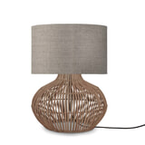 GOOD&MOJO Tafellamp 'Kalahari' Rotan en linnen, 48cm, kleur Naturel/Donkerbeige
