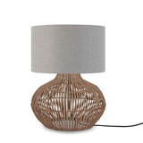 GOOD&MOJO Tafellamp 'Kalahari' Rotan en linnen, 48cm, kleur Naturel/Lichtgrijs