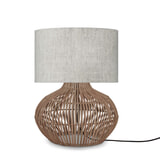 GOOD&MOJO Tafellamp 'Kalahari' Rotan en linnen, 48cm, kleur Naturel/Beige