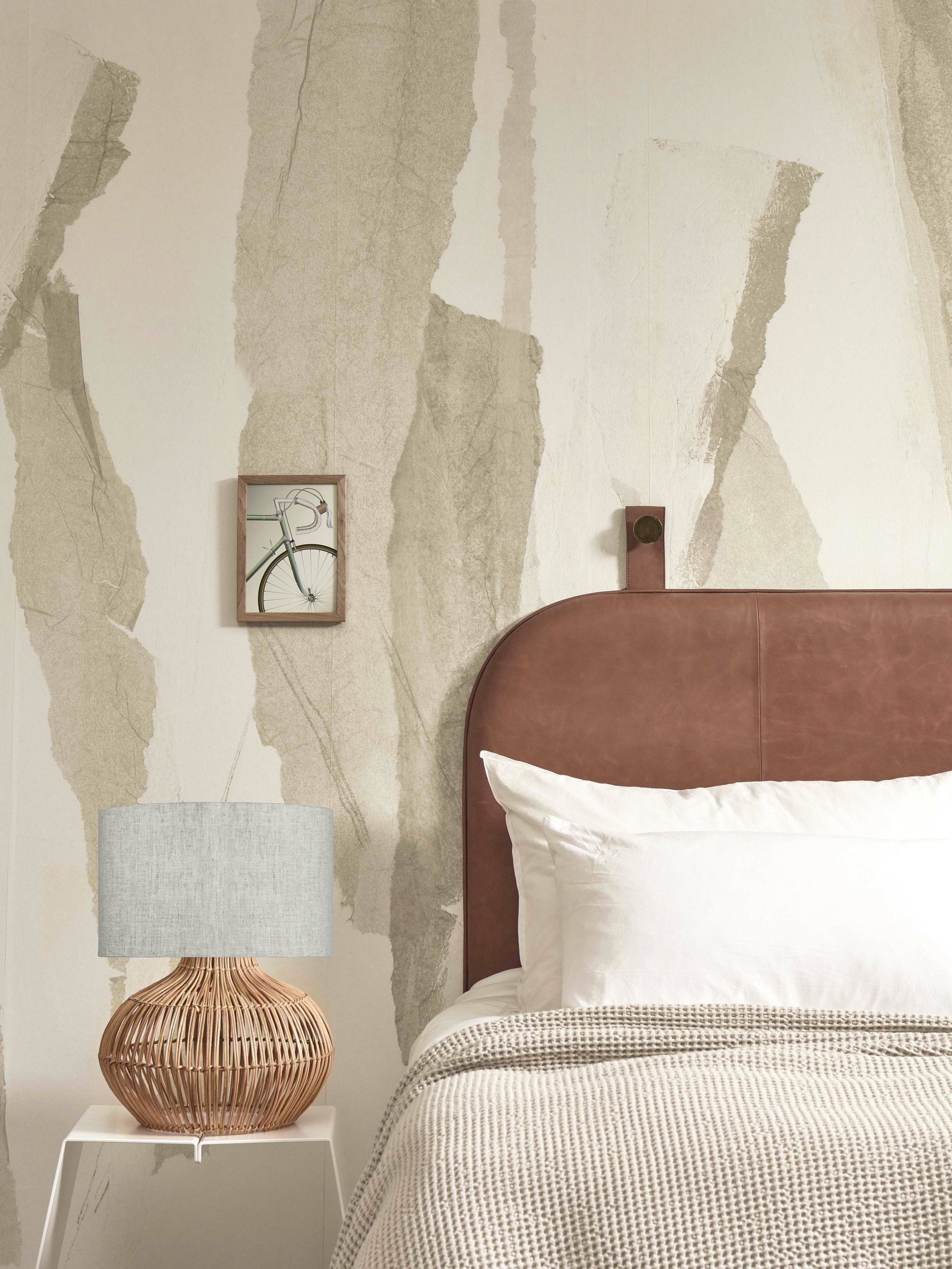 GOOD&MOJO Tafellamp 'Kalahari' Rotan en linnen, 48cm, kleur Naturel/Beige