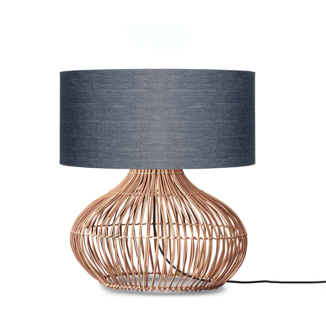 GOOD&MOJO Tafellamp 'Kalahari' Rotan en linnen, 65cm, kleur Naturel/Donkergrijs