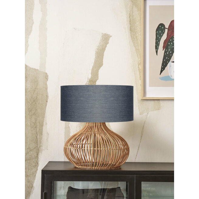 GOOD&MOJO Tafellamp 'Kalahari' Rotan en linnen, 65cm, kleur Naturel/Donkergrijs