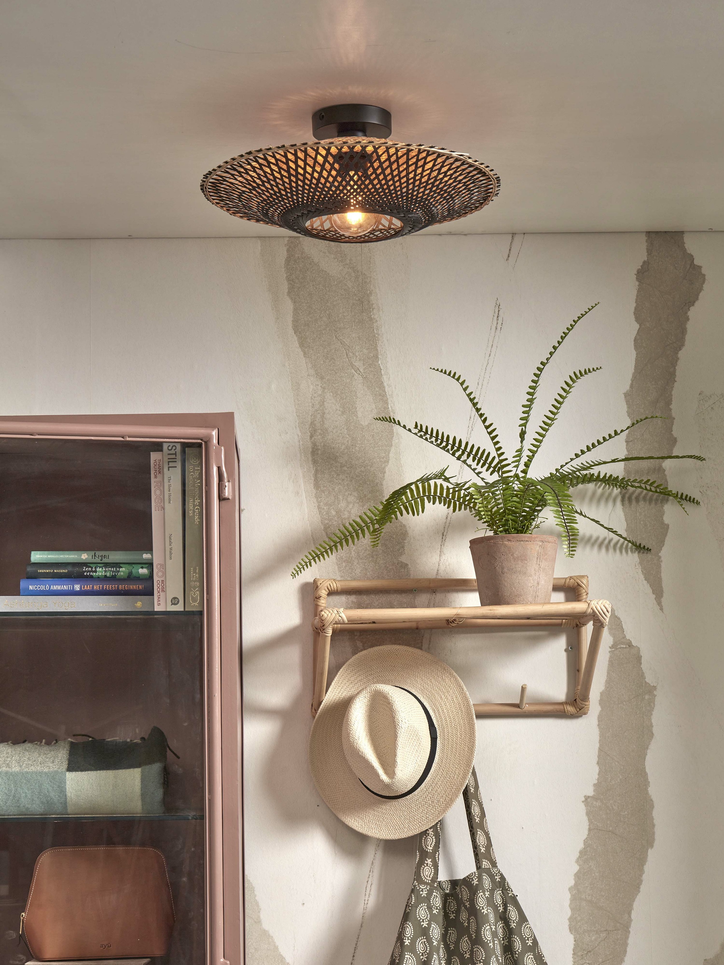 GOOD&MOJO Plafondlamp 'Kalimantan' Bamboe, 44cm, kleur Zwart/Naturel