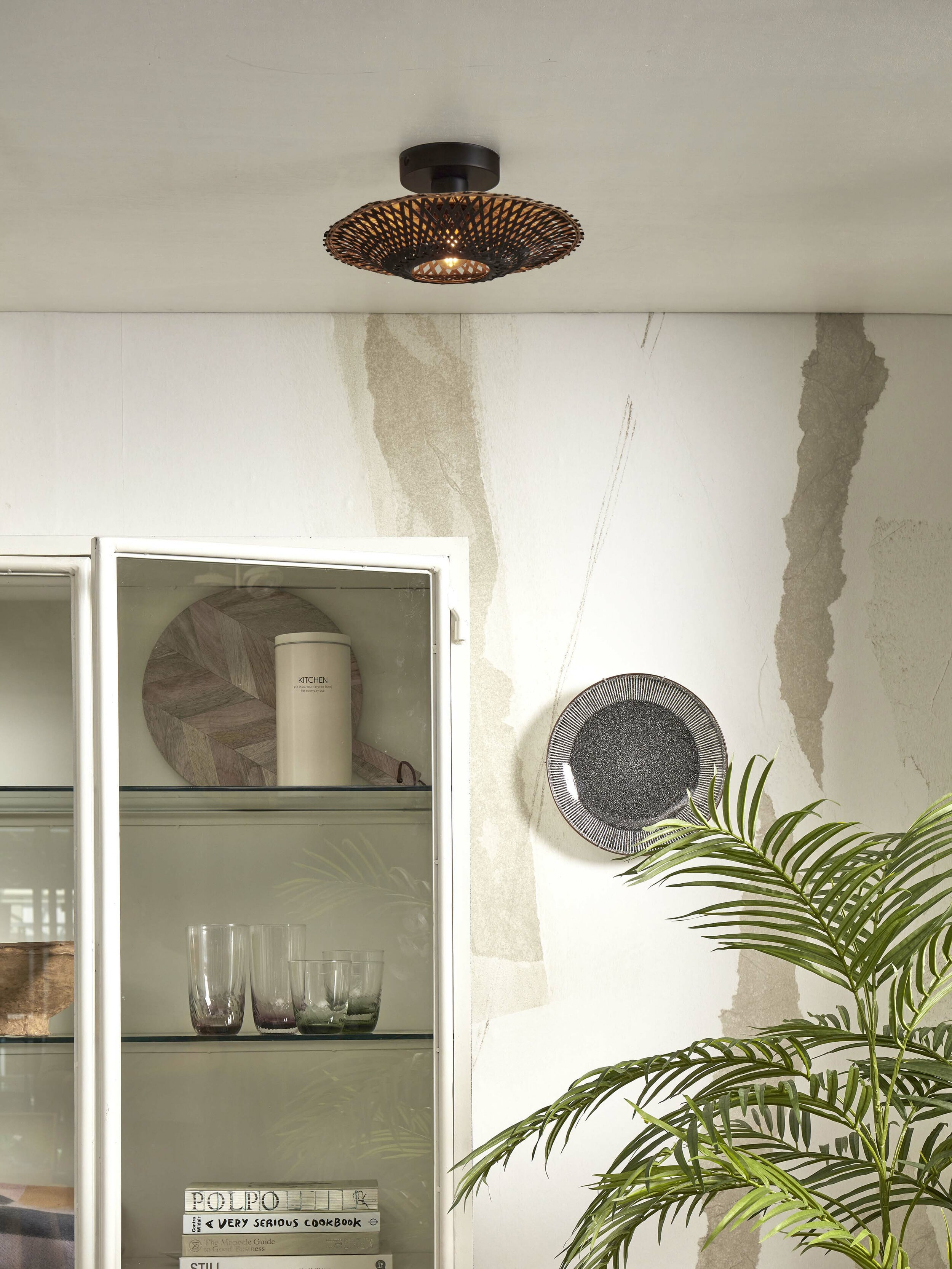 GOOD&MOJO Plafondlamp 'Kalimantan' Bamboe, 30cm, kleur Zwart/Naturel