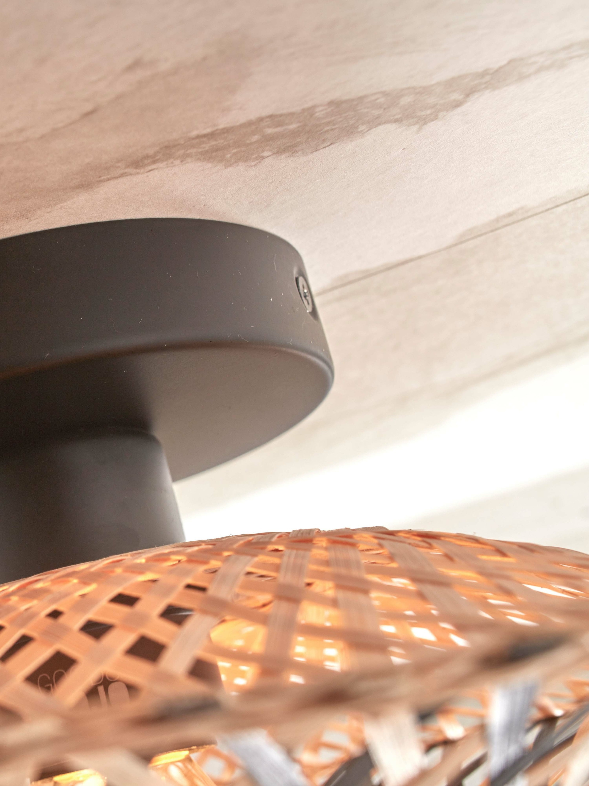 GOOD&MOJO Plafondlamp 'Kalimantan' Bamboe, 30cm, kleur Naturel/Zwart
