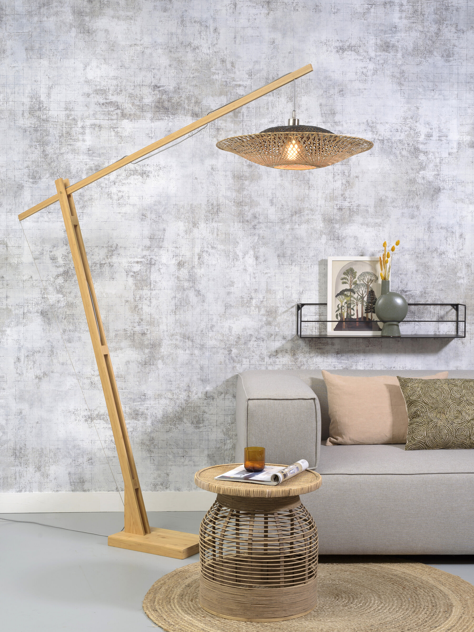 GOOD&MOJO Vloerlamp 'Kalimantan' Bamboe, 207cm, kleur Naturel
