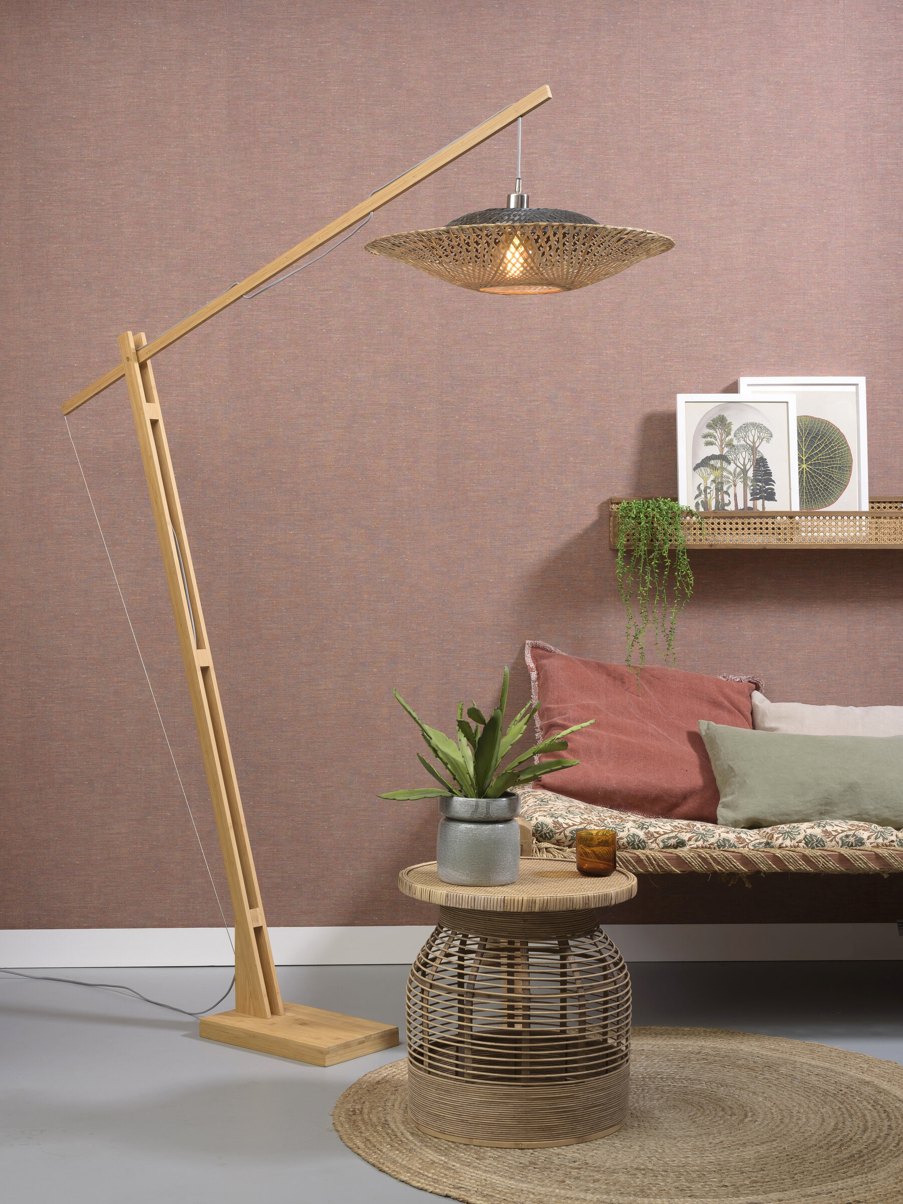 GOOD&MOJO Vloerlamp 'Kalimantan' Bamboe, 207cm, kleur Naturel